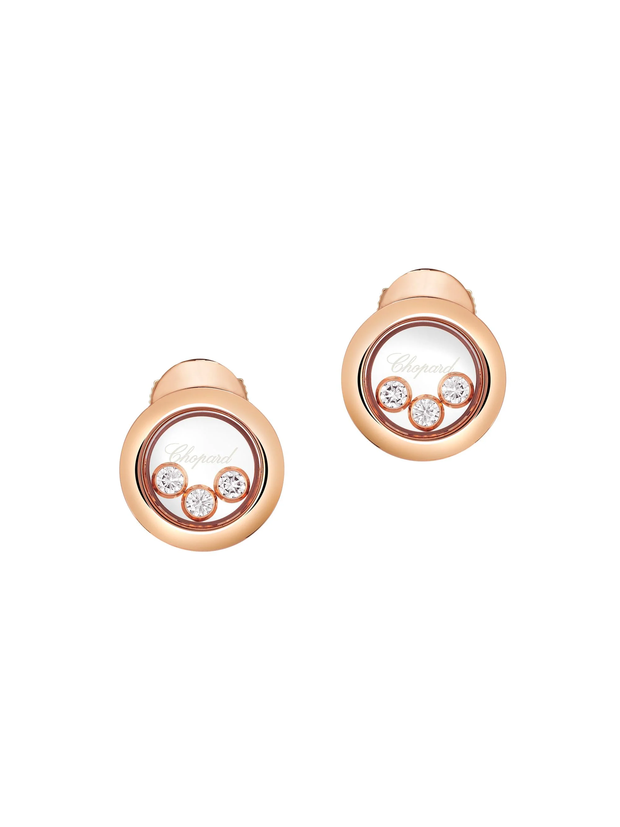 Women's Happy Diamonds 18K Rose Gold Stud Earrings - Pink Gold - 1