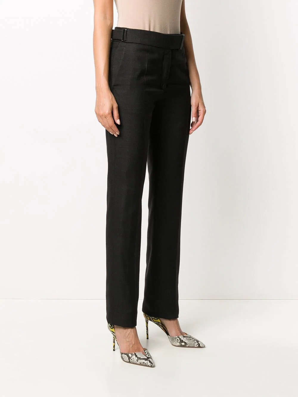 belted slim tailored trousers - 3