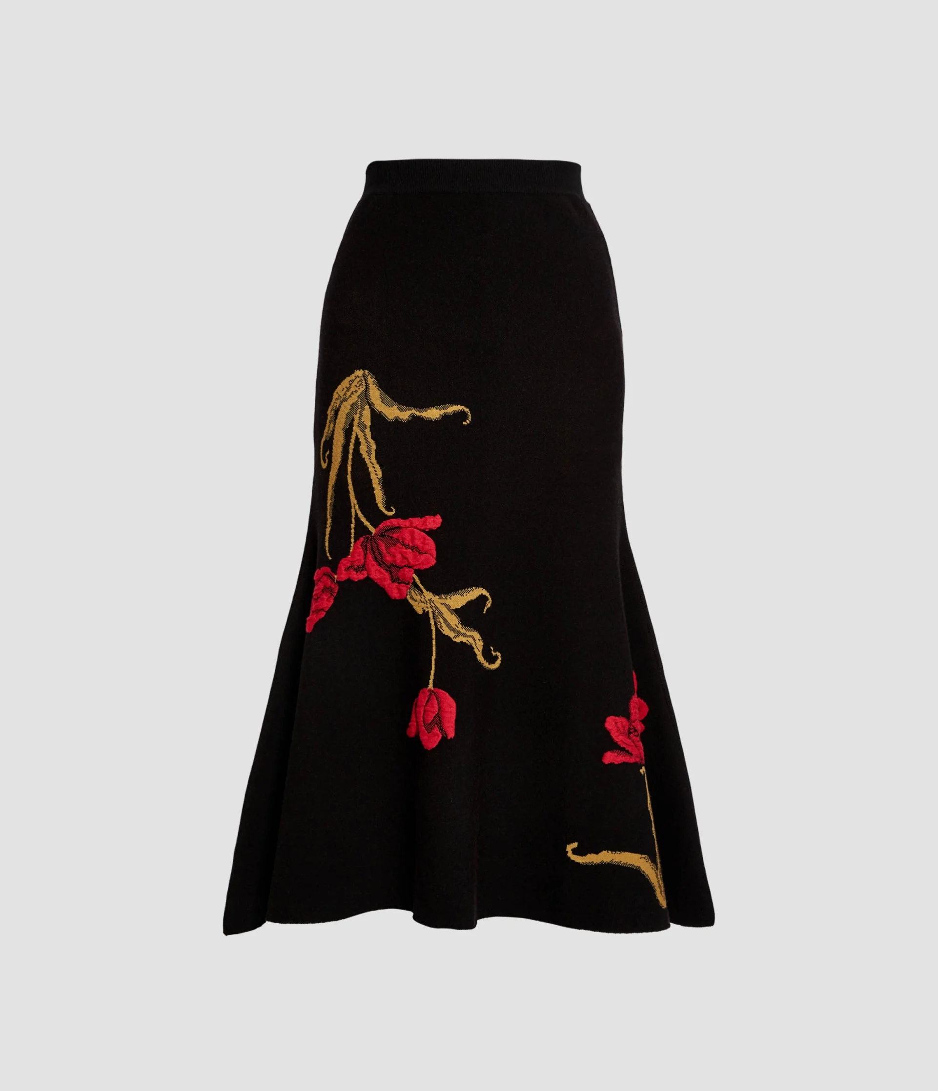 FLORAL JACQUARD A LINE KNIT SKIRT - 1