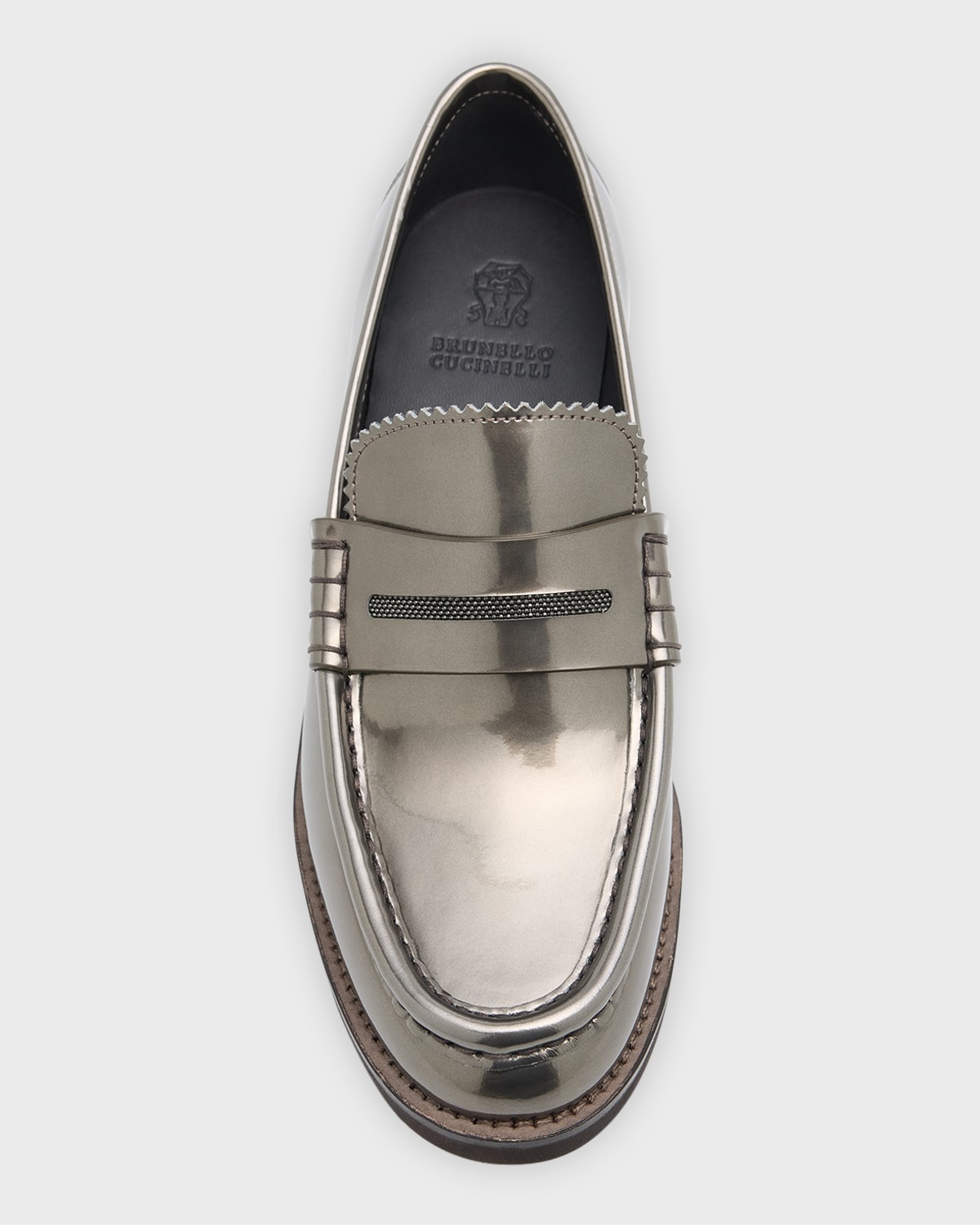 Metallic Leather Monili Penny Loafers - 4