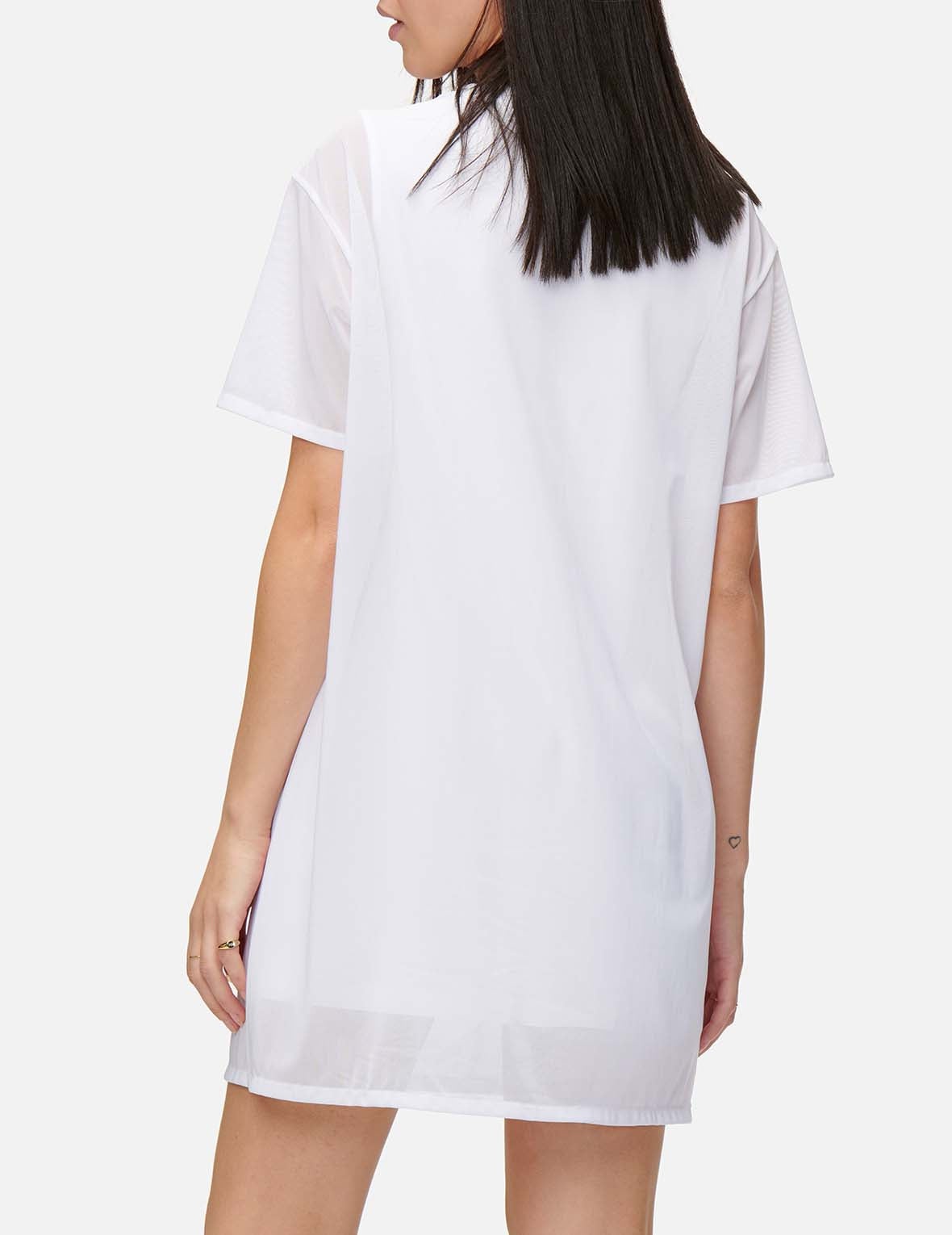 Mesh Overlay T-shirt Dress - 8