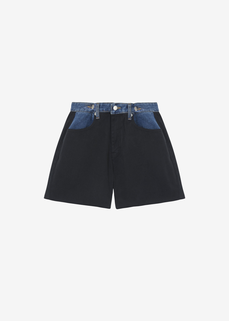 Hayla Contrast Denim Shorts - Black/Blue 8
