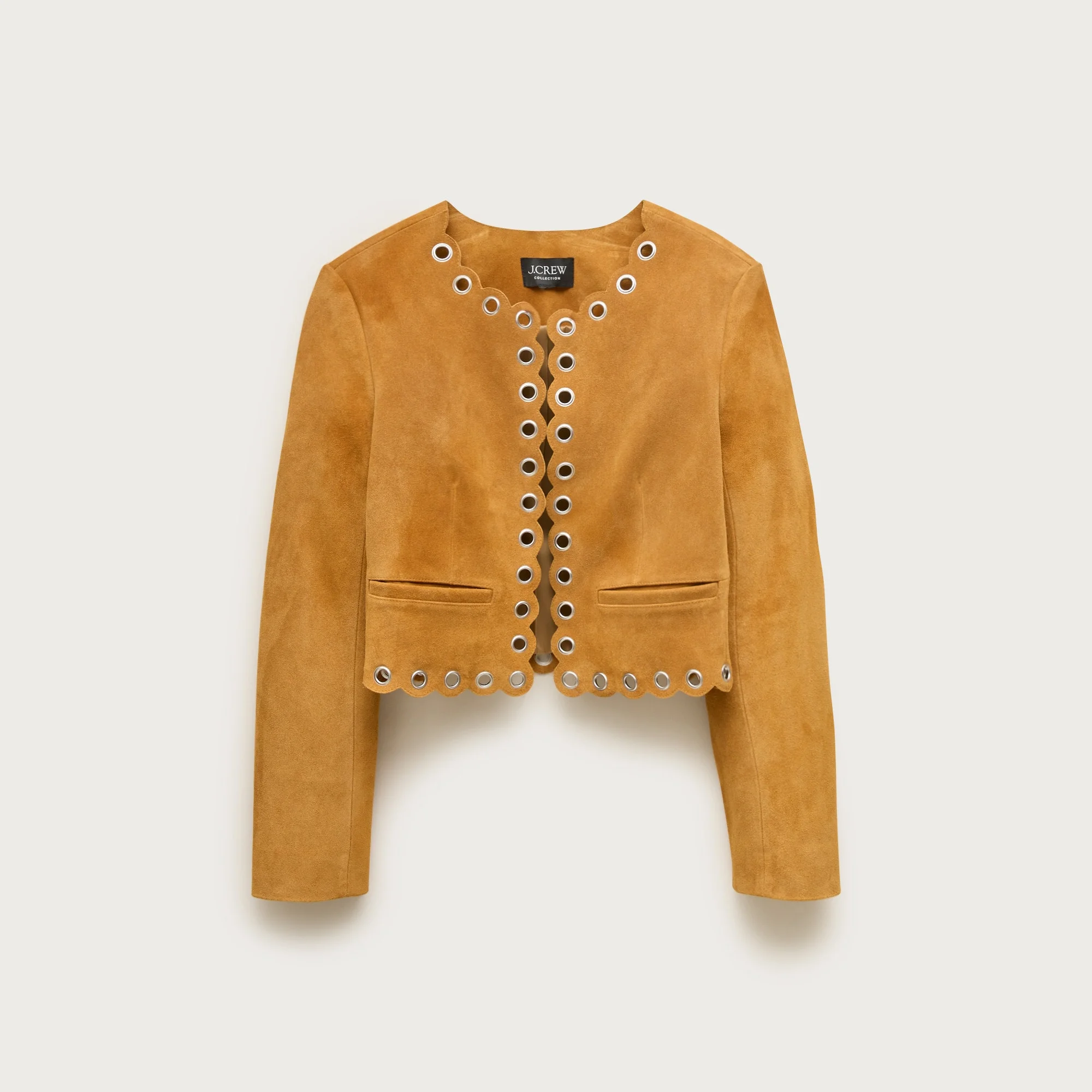 Collection cropped grommet lady jacket in suede - 1