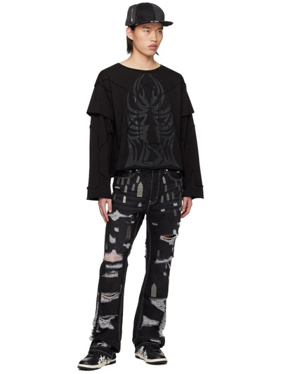 WHO DECIDES WAR Black Winged Long Sleeve T-Shirt outlook