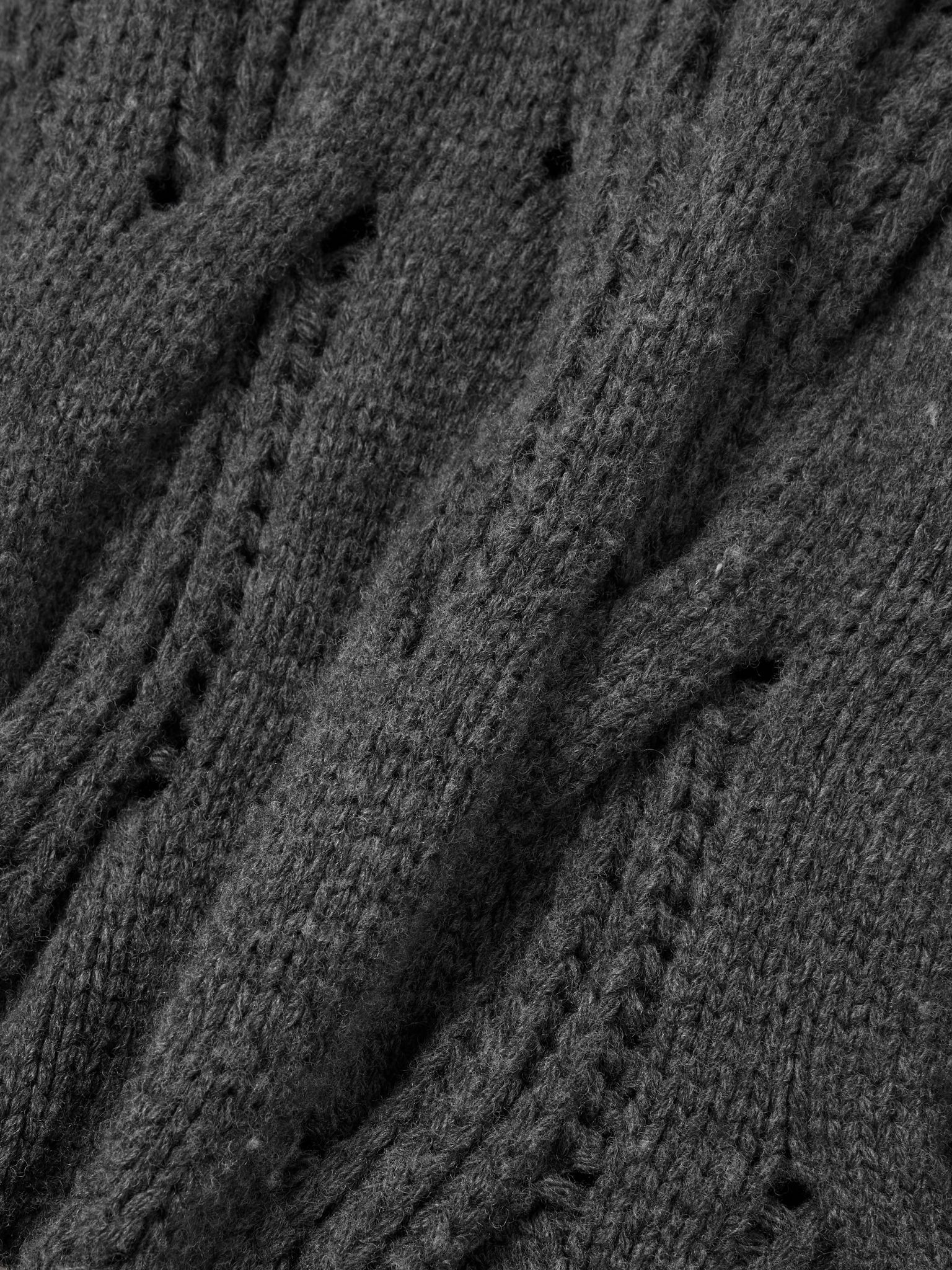 Cable-knit wool sweater Gray - 5