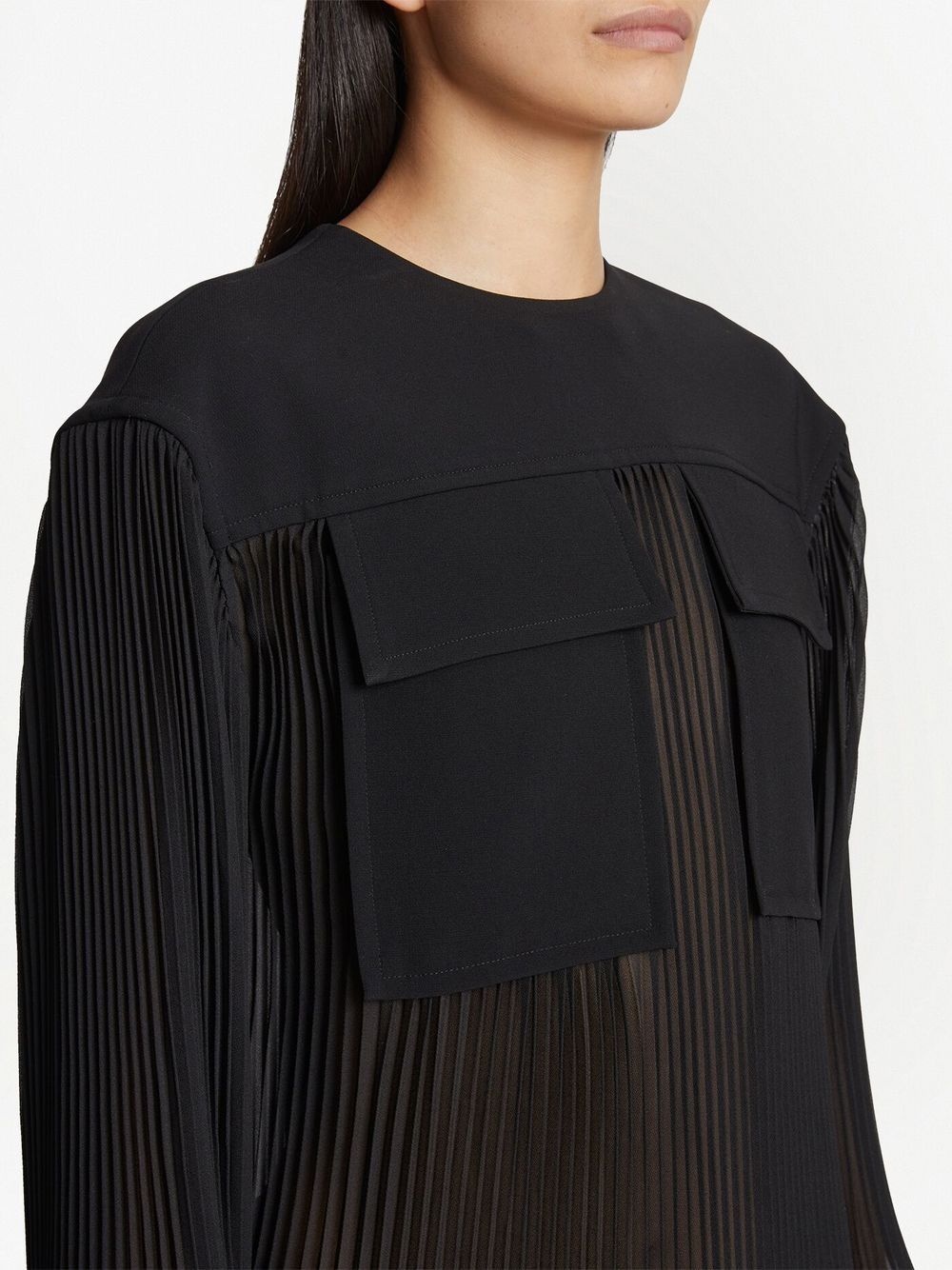 pleated long-sleeved blouse - 5