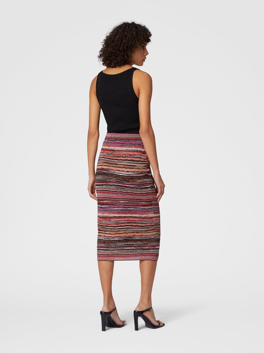 Midi skirt in lamé embossed viscose with wave pattern - 3