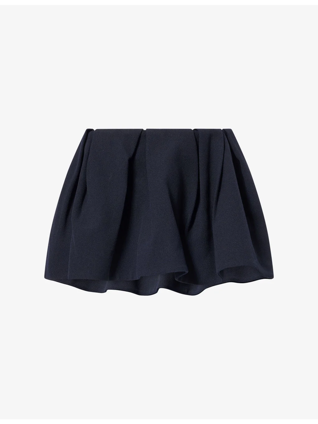 Gathered Pleated Wool Mini Skirt - 1