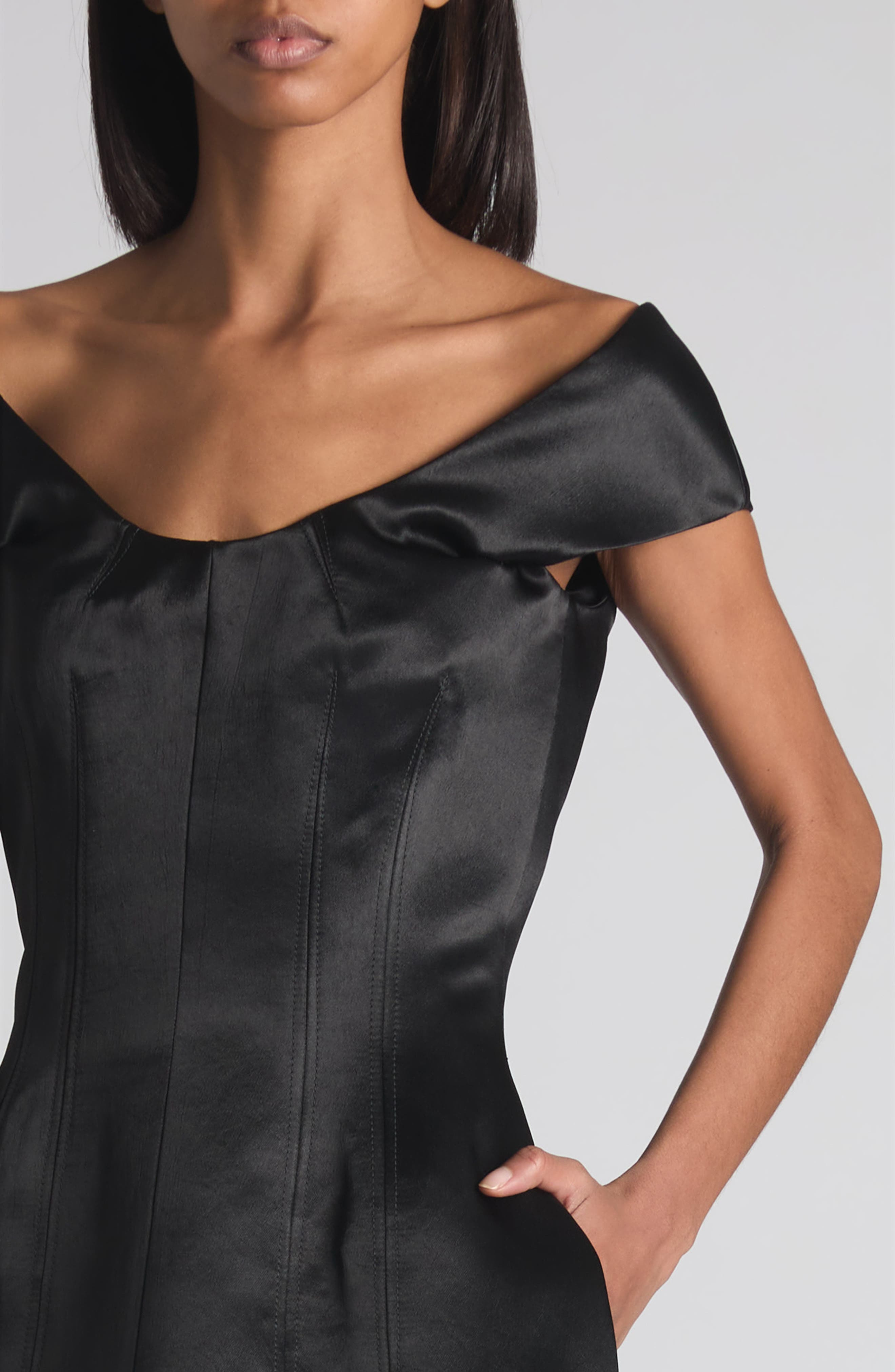McQueen Satin Mini Cocktail Dress in Black at Nordstrom - 4