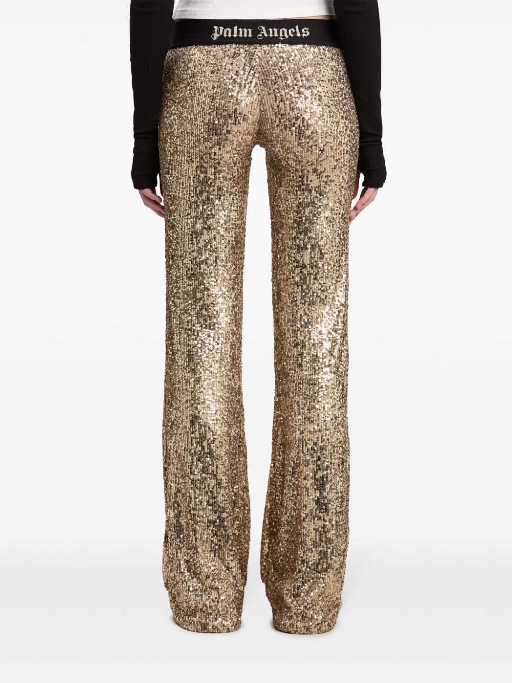 sequin-design flared trousers - 5