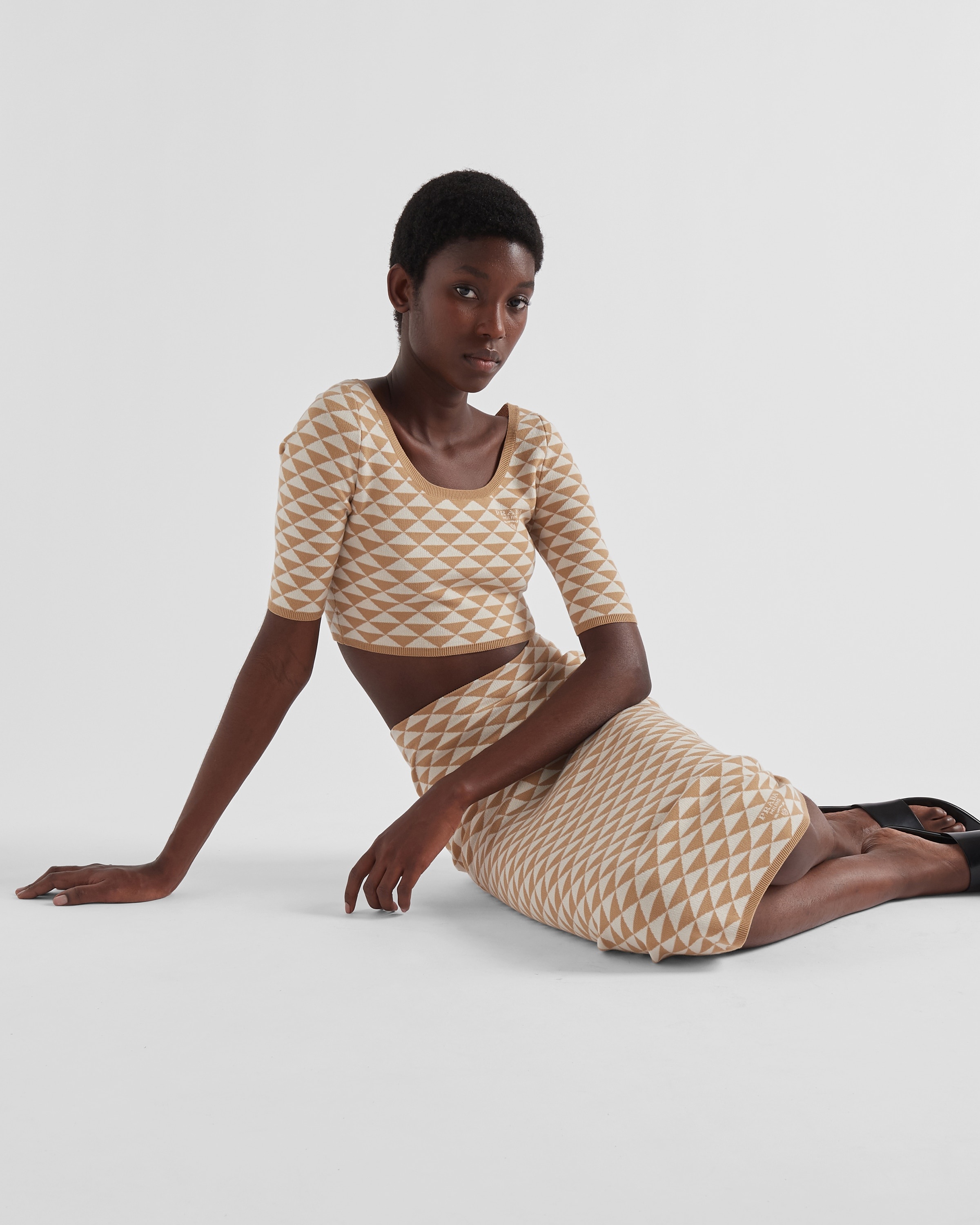 Jacquard cotton knit skirt - 3