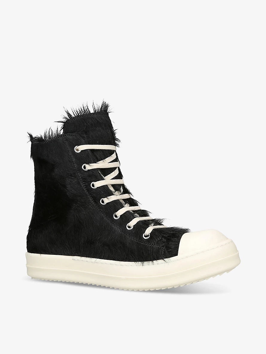 Serrated-sole pony-hair high-top trainers - 3
