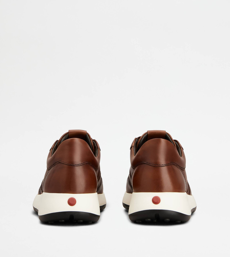 Tod's RED DOT SNEAKERS IN LEATHER - BROWN outlook