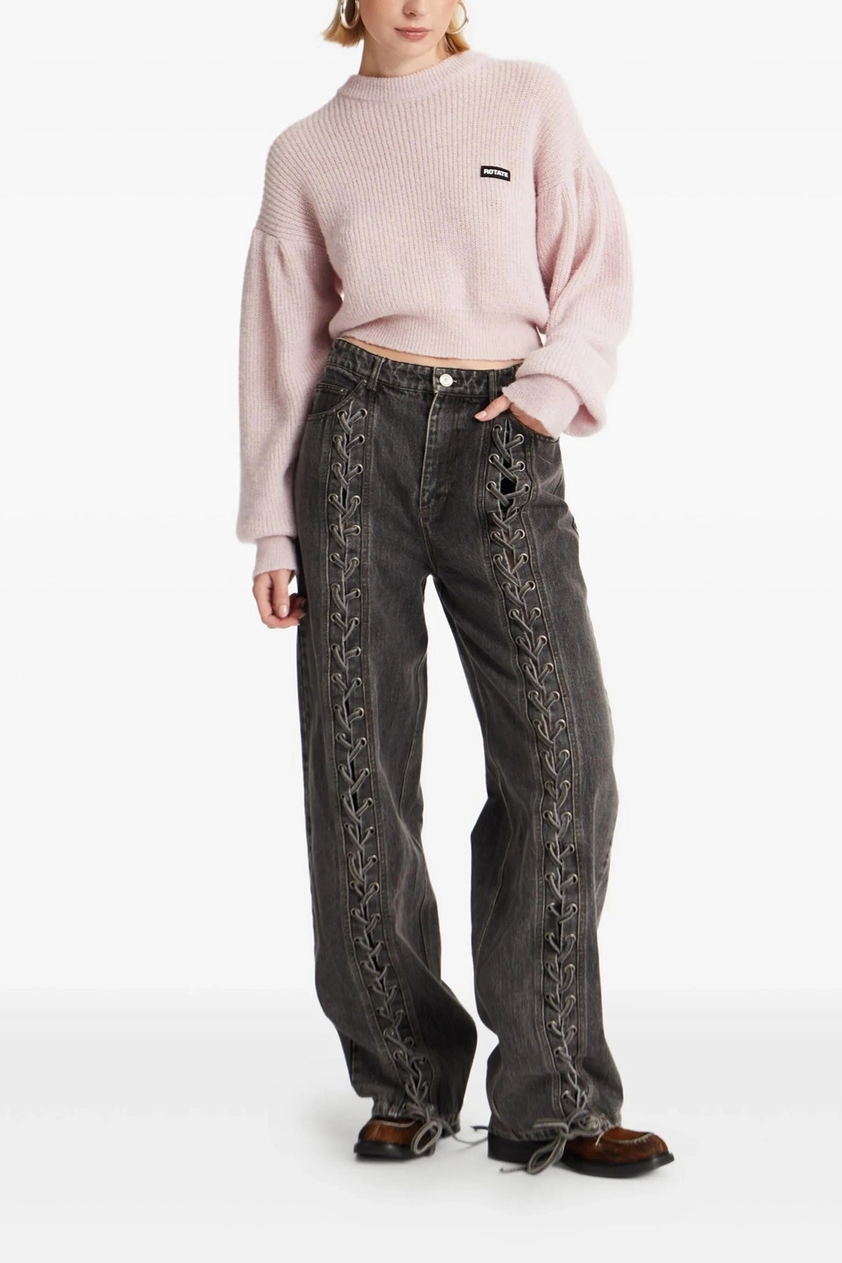'Denim Laced Leg' jeans - 2