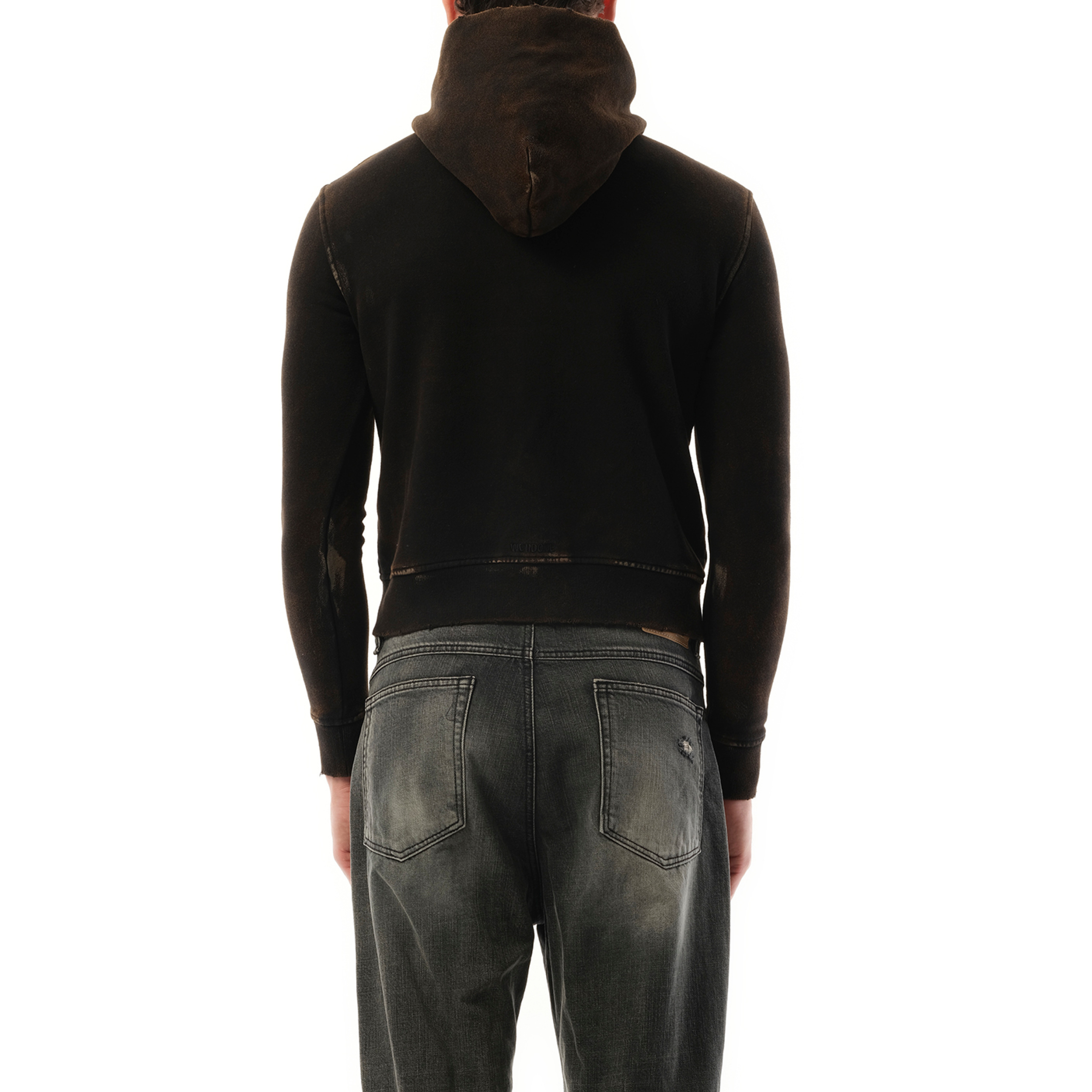 Piercing Detail Hoodie Zip-Up in Black - 6