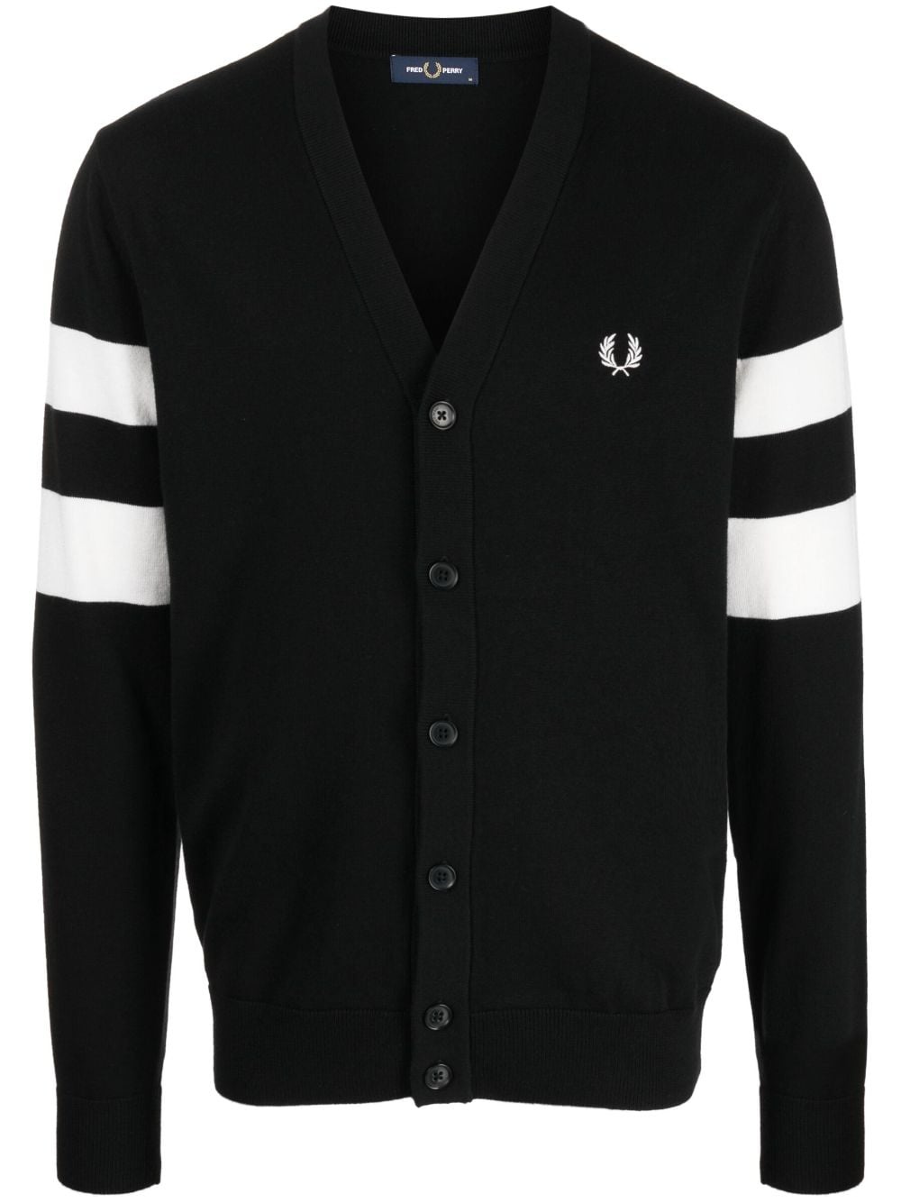 logo-embroidered button-up cardigan - 1
