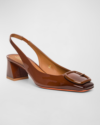 Santoni Lemon Patent Buckle Slingback Pumps outlook