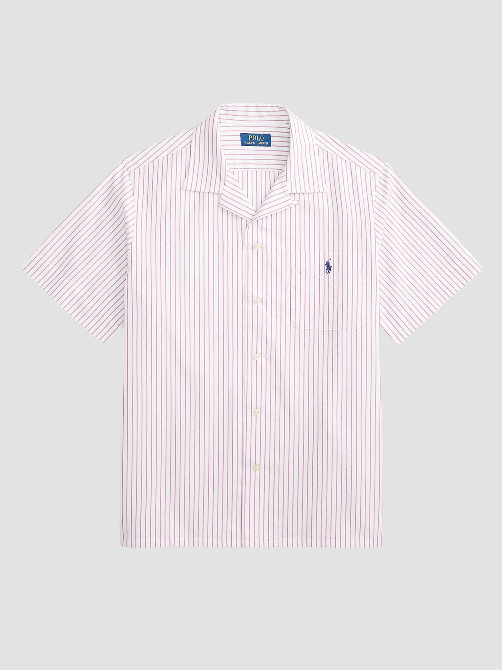 Men's Classic-Fit Striped Oxford Camp Shirt - White New Rose - 1