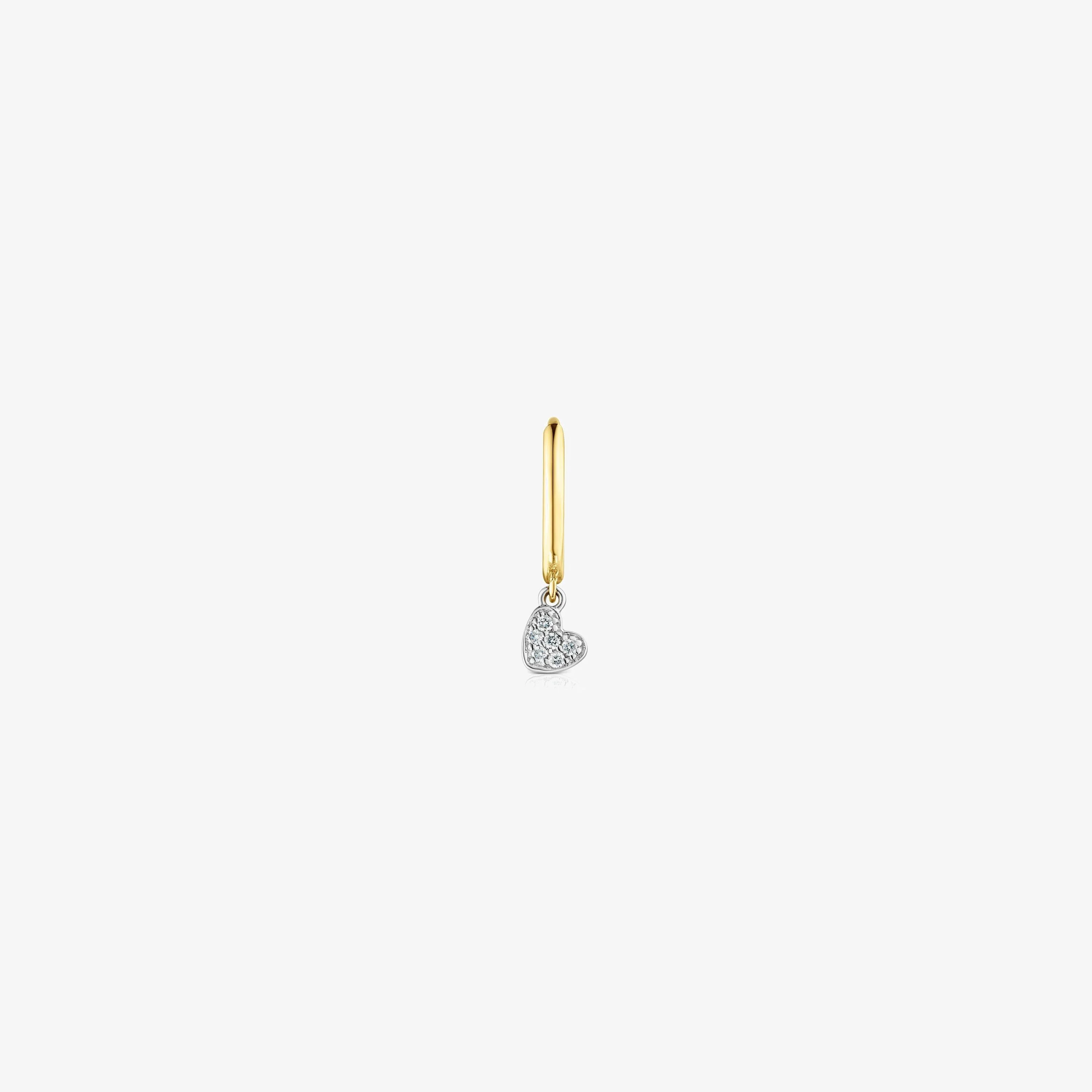 18K solid gold Basics Hoop earring with heart motif - 1