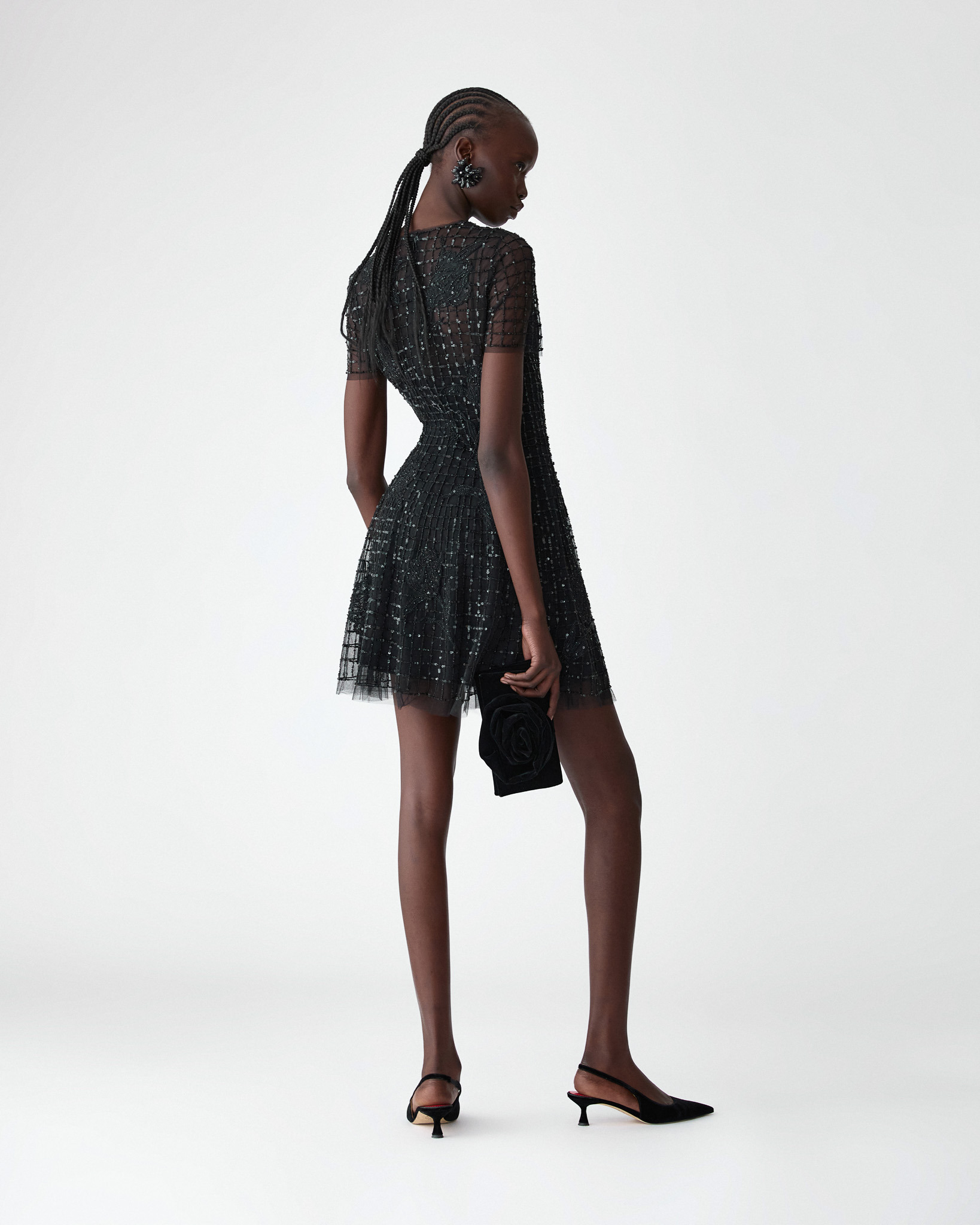 Embroidered Tulle Mini Dress - 3