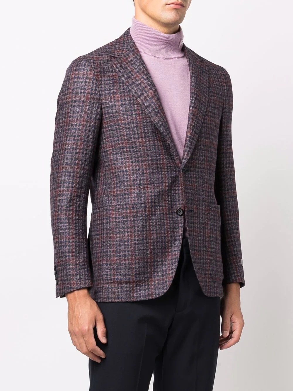 single-breasted checked blazer - 3