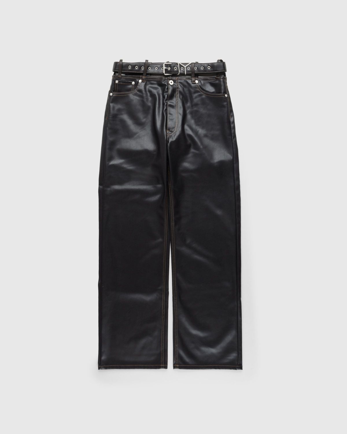 Y/Project – Y Belt Leather Pants Black - 1