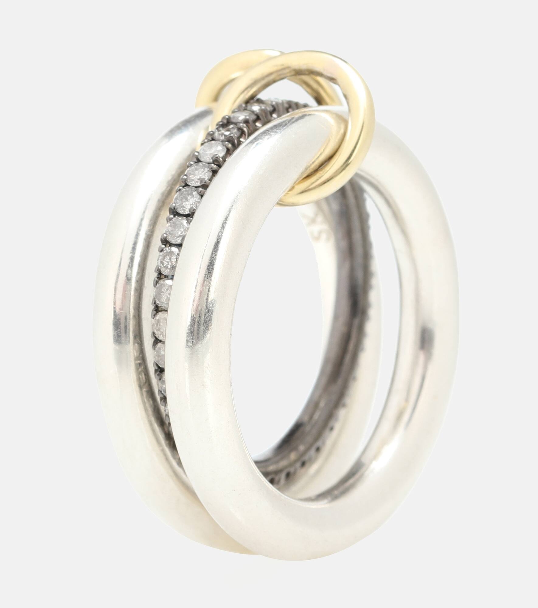 Libra Noir sterling silver and 18kt gold rings with diamonds - 2