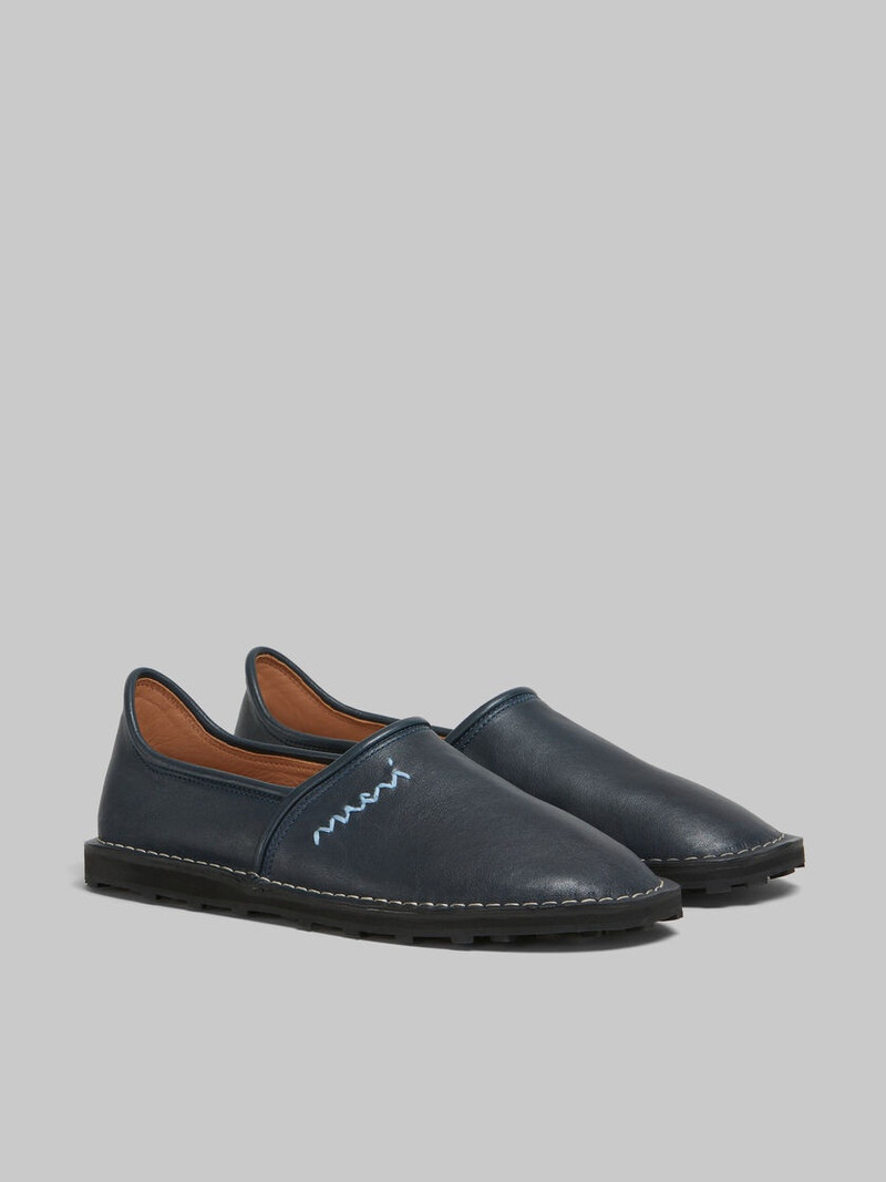 BLUE LEATHER SLIP-ON LOAFER WITH MARNI SYMBOL 2
