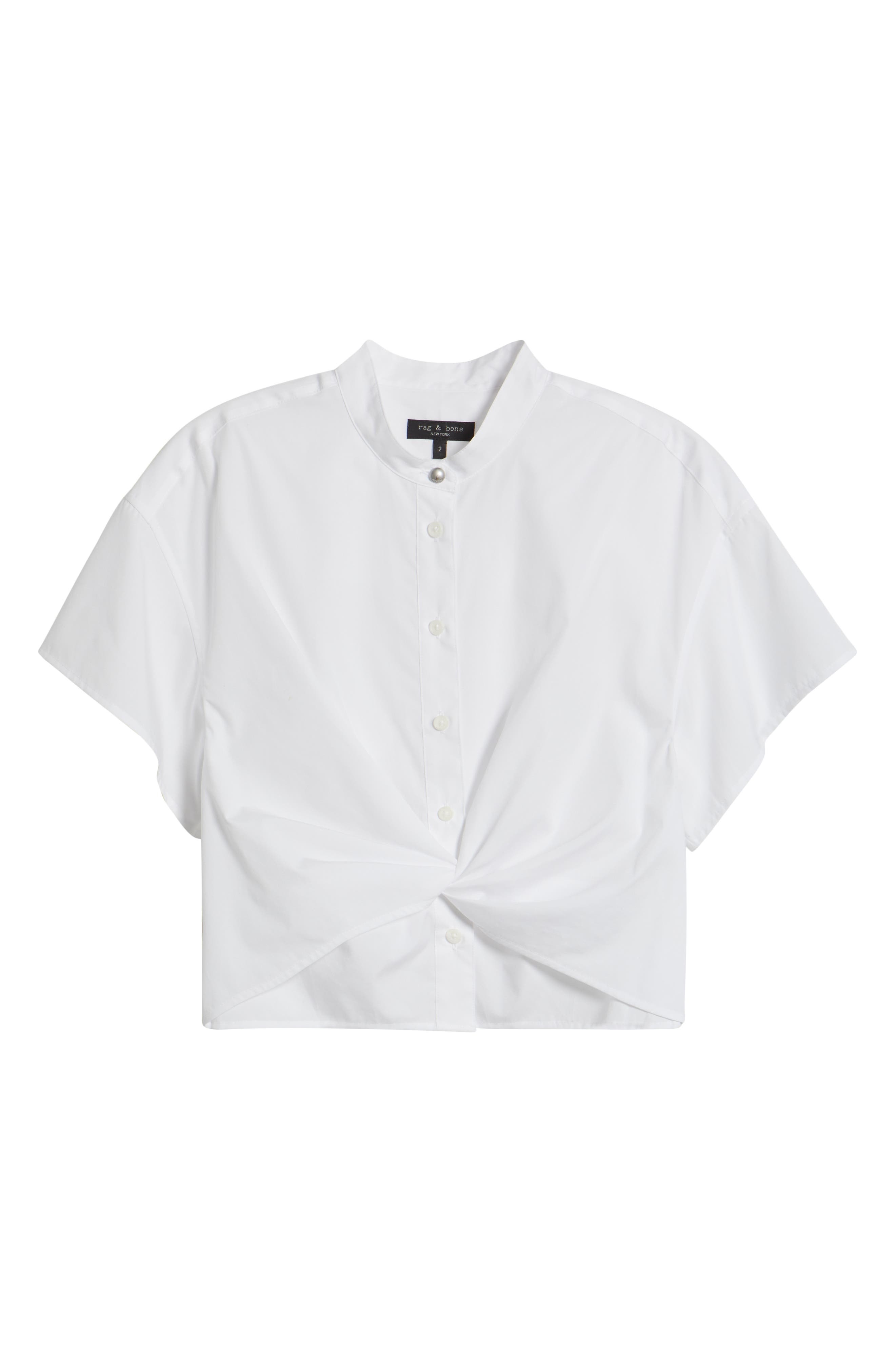 rag & bone Gretchen Short Sleeve Poplin Button-Up Shirt in White at Nordstrom - 5