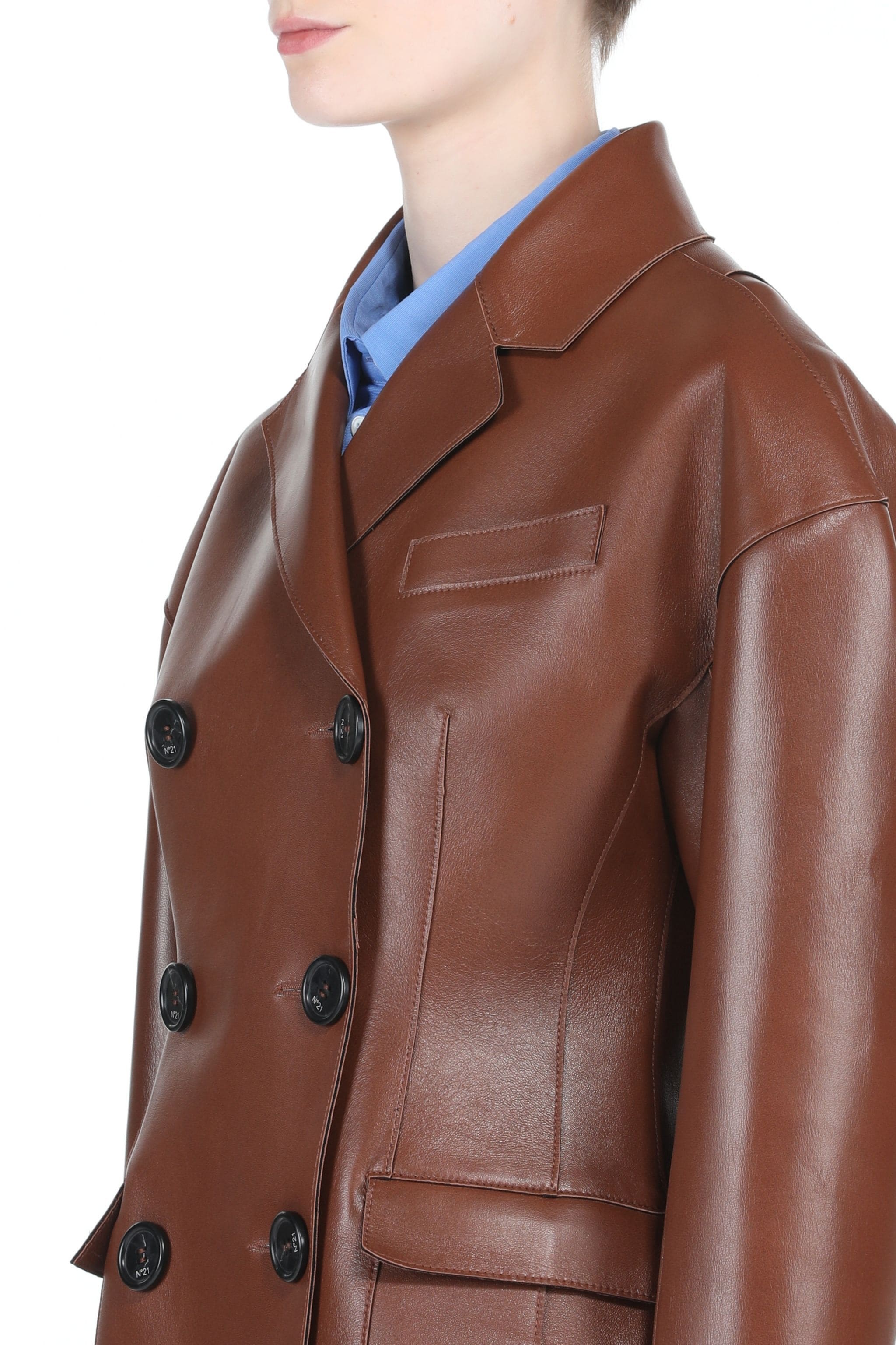 DOUBLE-BREASTED LEATHER JACKET - 5