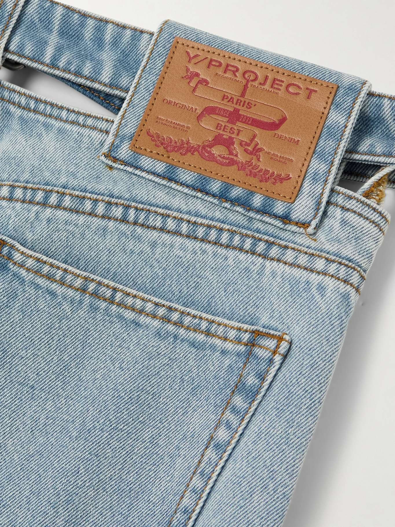 Evergreen belted cut-out organic high-rise straight-leg jeans - 6