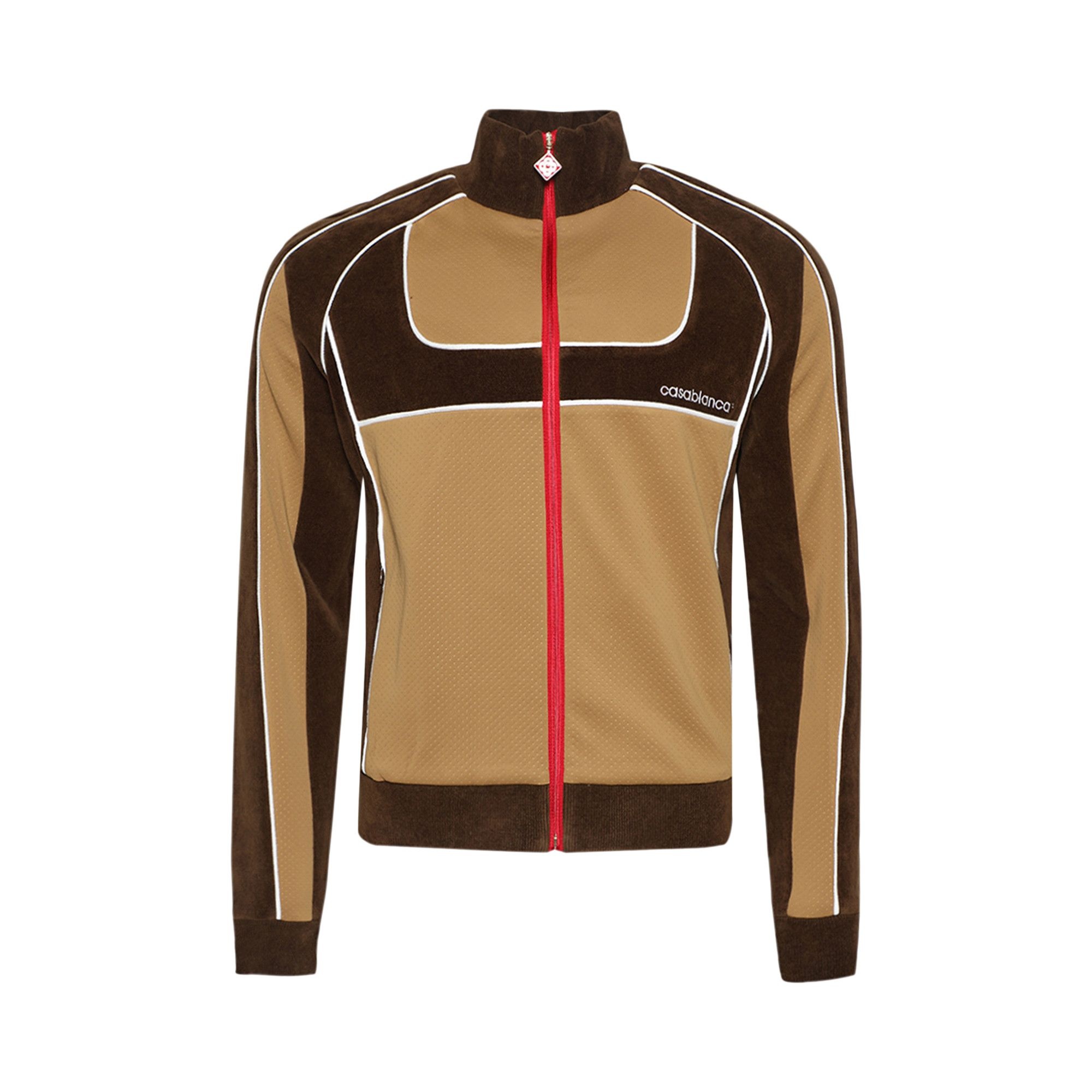 Casablanca Chenille Panelled Track Jacket 'Beige/Brown' - 1