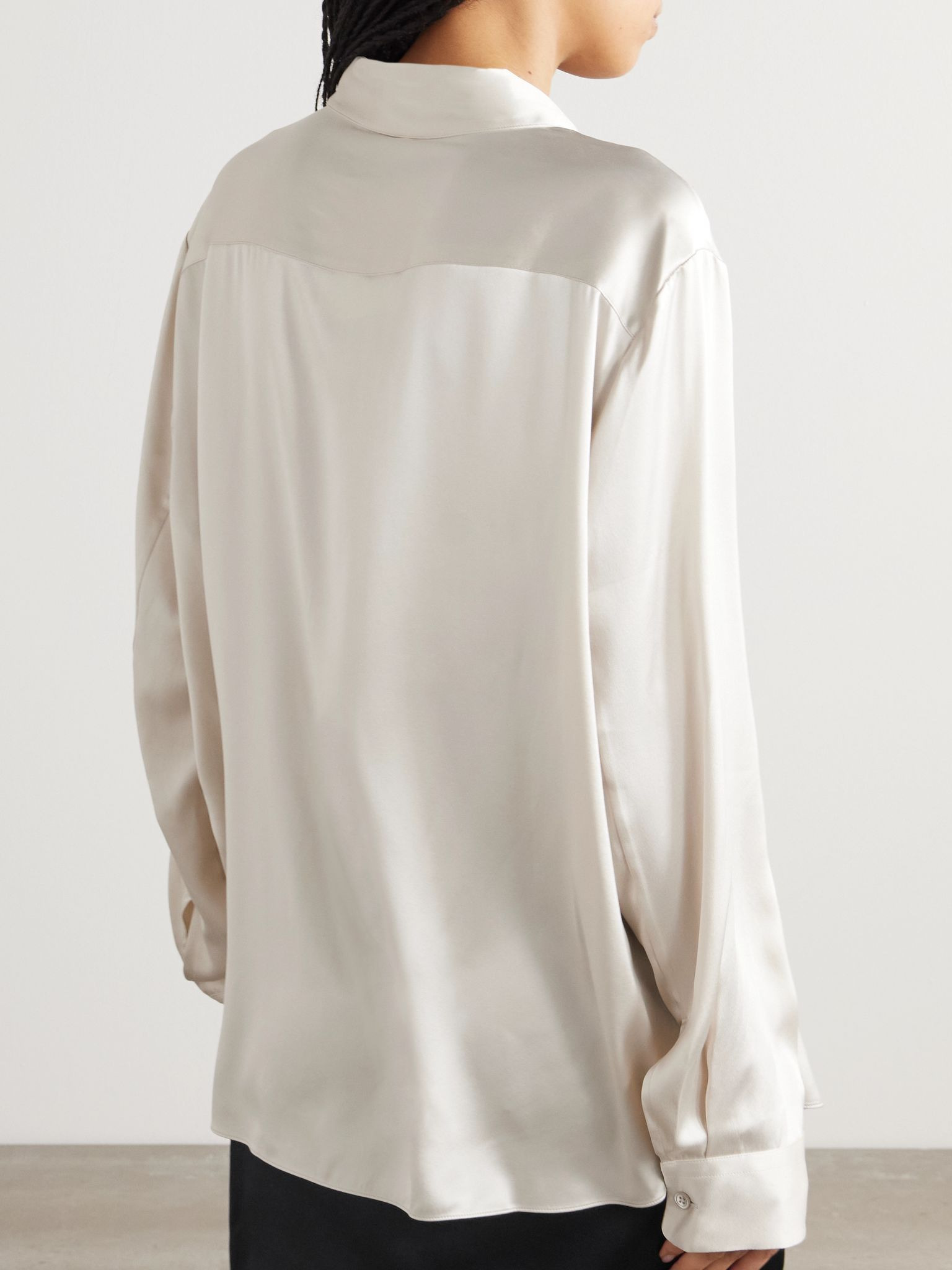 Silk-satin shirt Ivory - 4