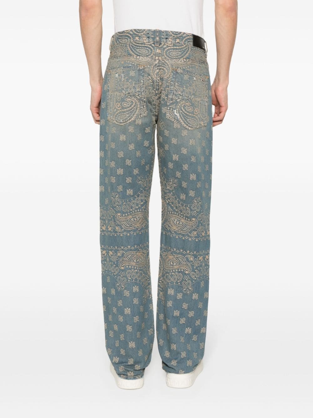 bandana-jacquard straight jeans - 4