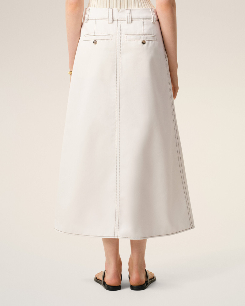 WHITE COTTON LONG TRAPEZE SKIRT 4