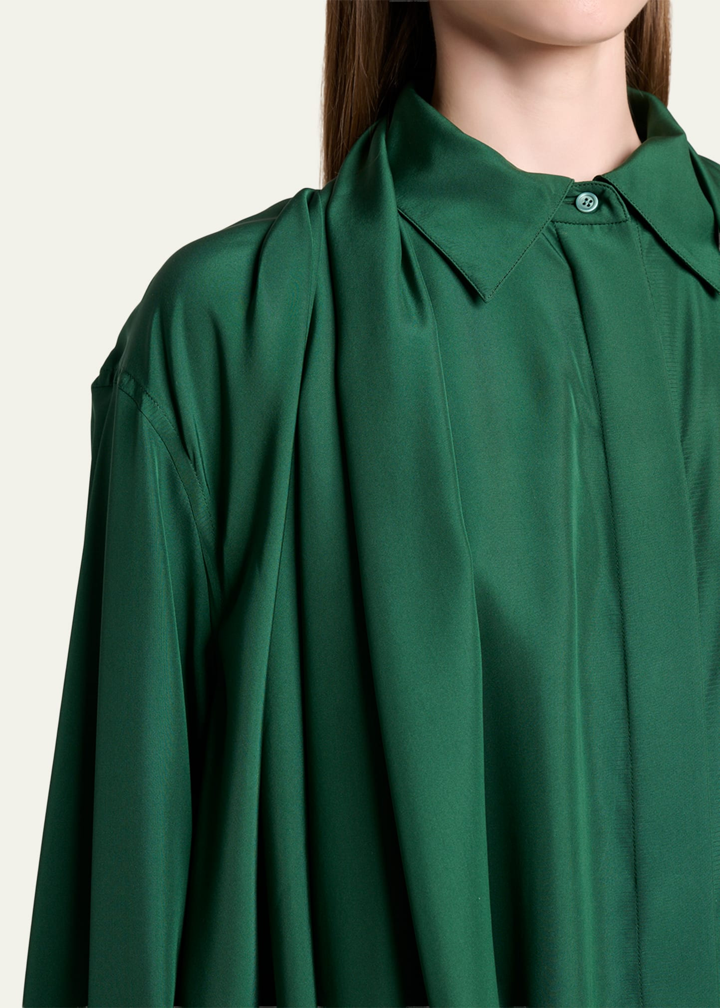 Charmeuse Balloon Button-Down Shirt - 5