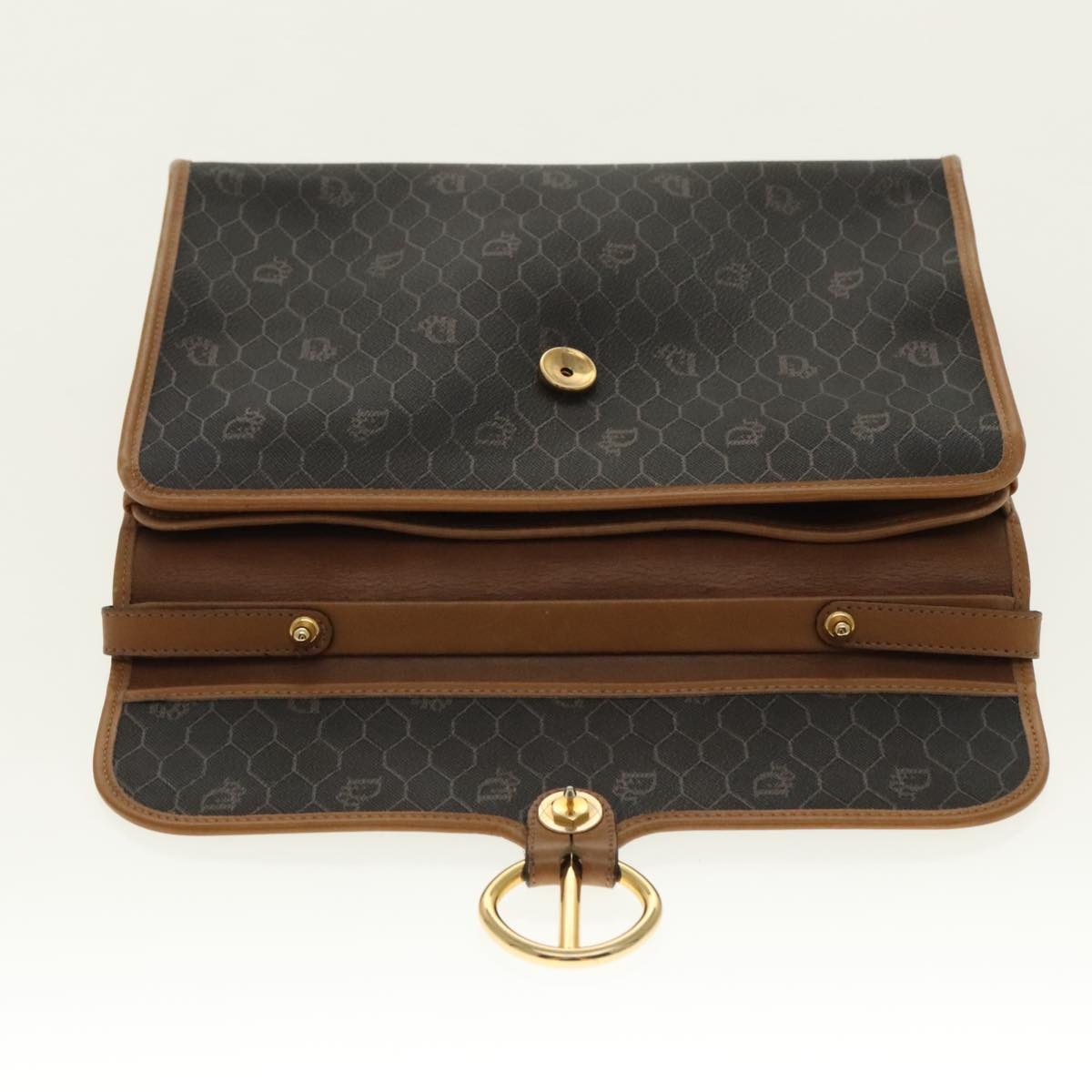 DIOR Honeycomb Canvas Hand Bag Black Gold - 11