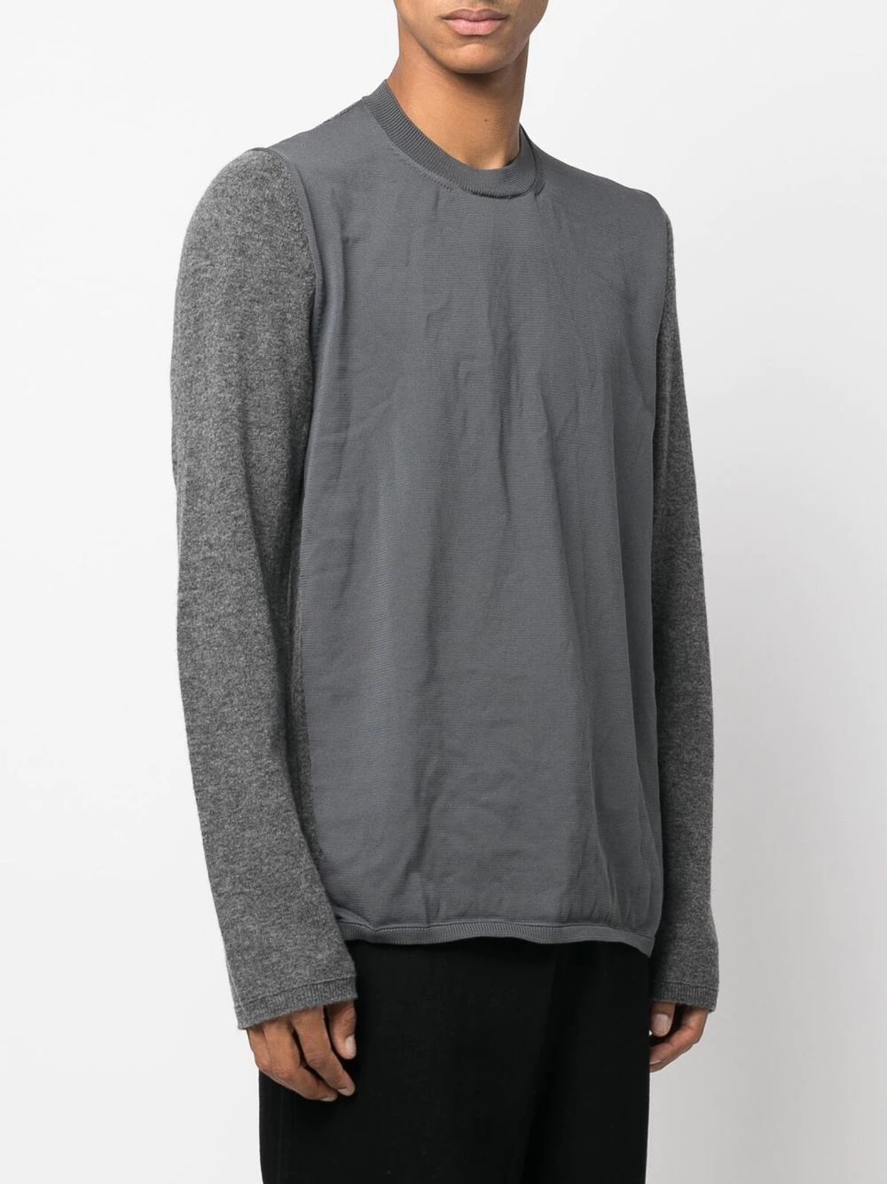 contrast-panel crew-neck jumper - 3