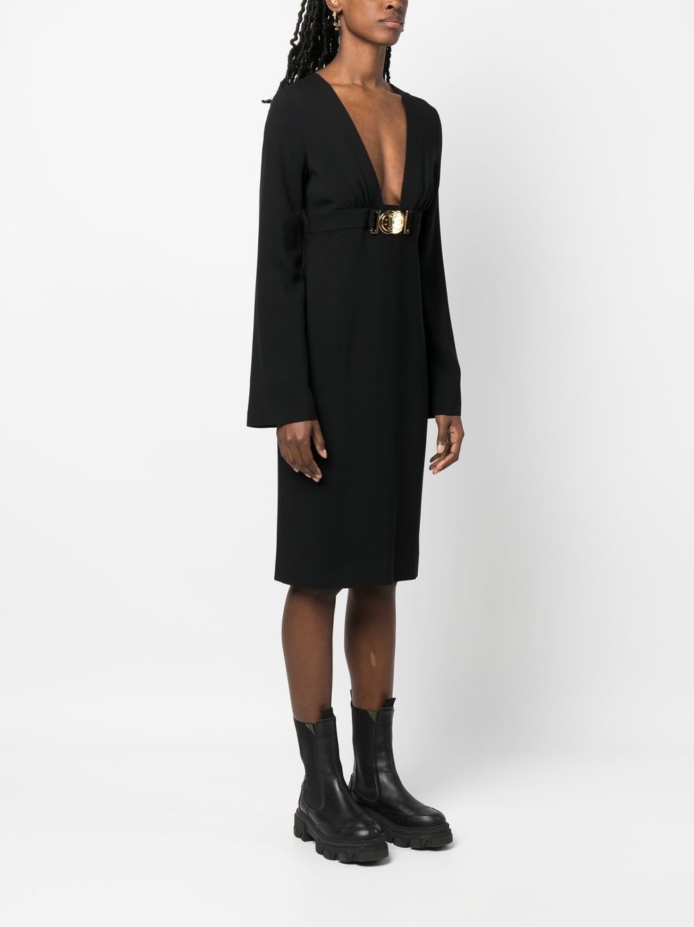 logo-plaque long-sleeved dress - 3