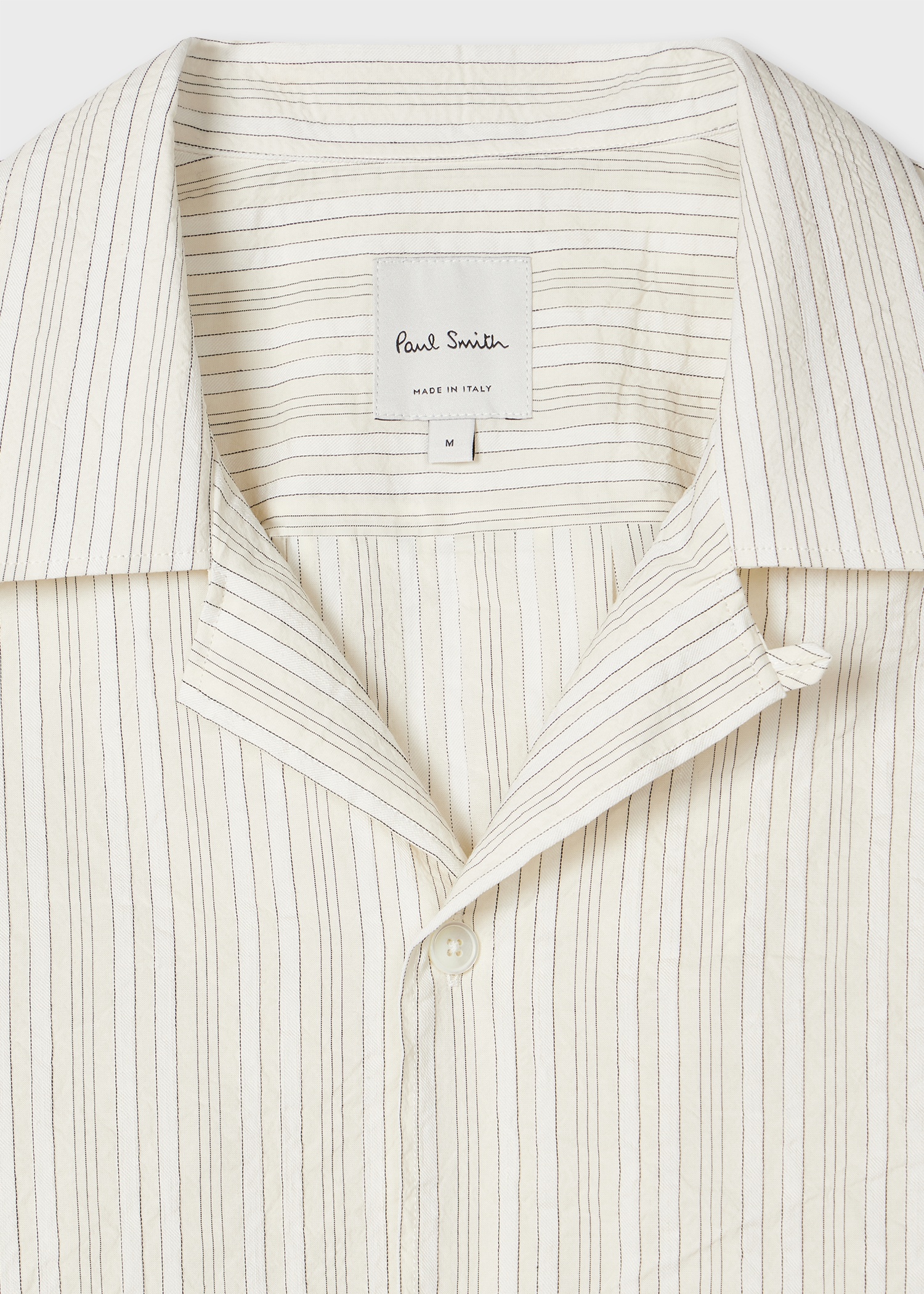 Ecru Cotton-Linen Textured Stripe Shirt - 4