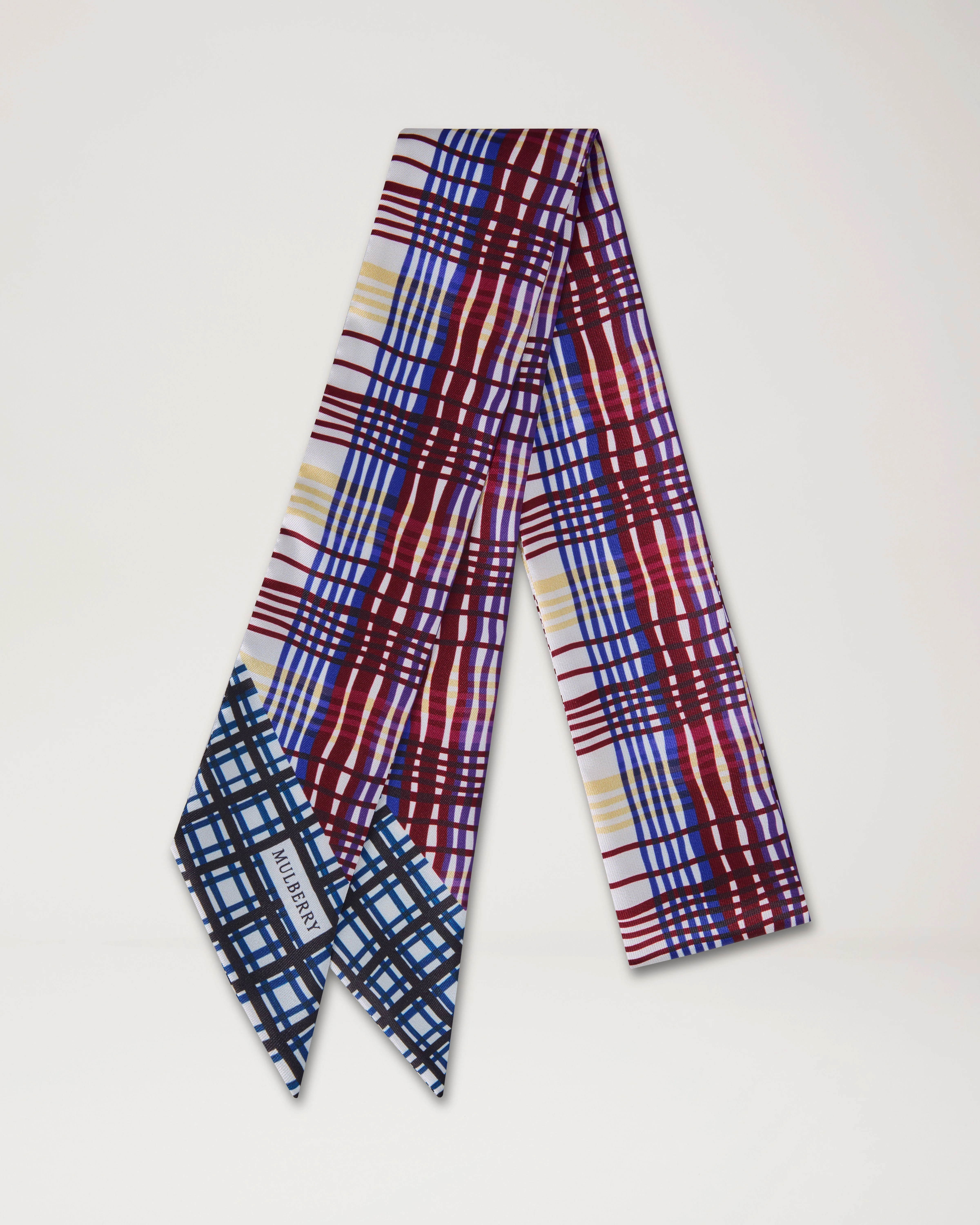 Skinny Scarf - Carnival Check Amethyst & Butter Recycled Polyester - 1