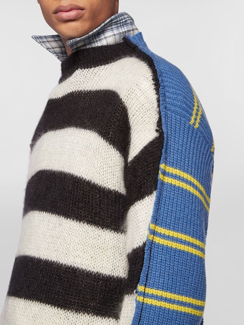 STRIPED WOOL AND MOHAIR BLEND SWEATER WITH RAW EDGES 4