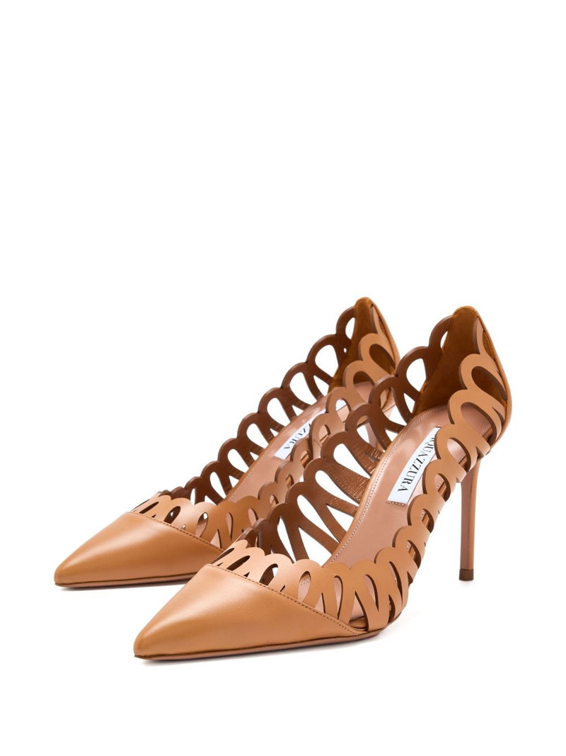 AQUAZZURA 85mm Peep scalloped-cut pumps outlook