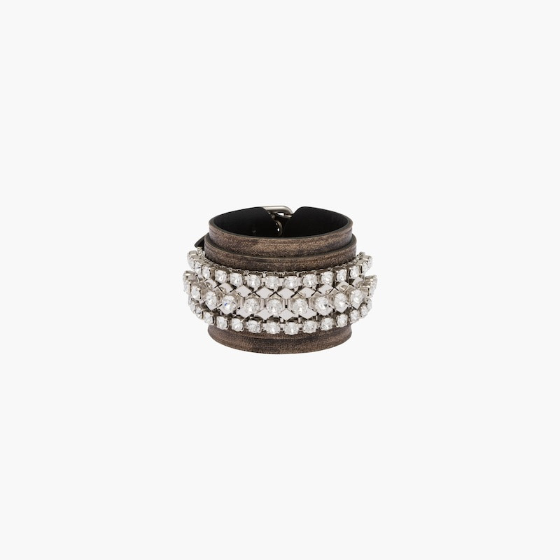 Miu Miu Nappa leather bracelet with crystals outlook