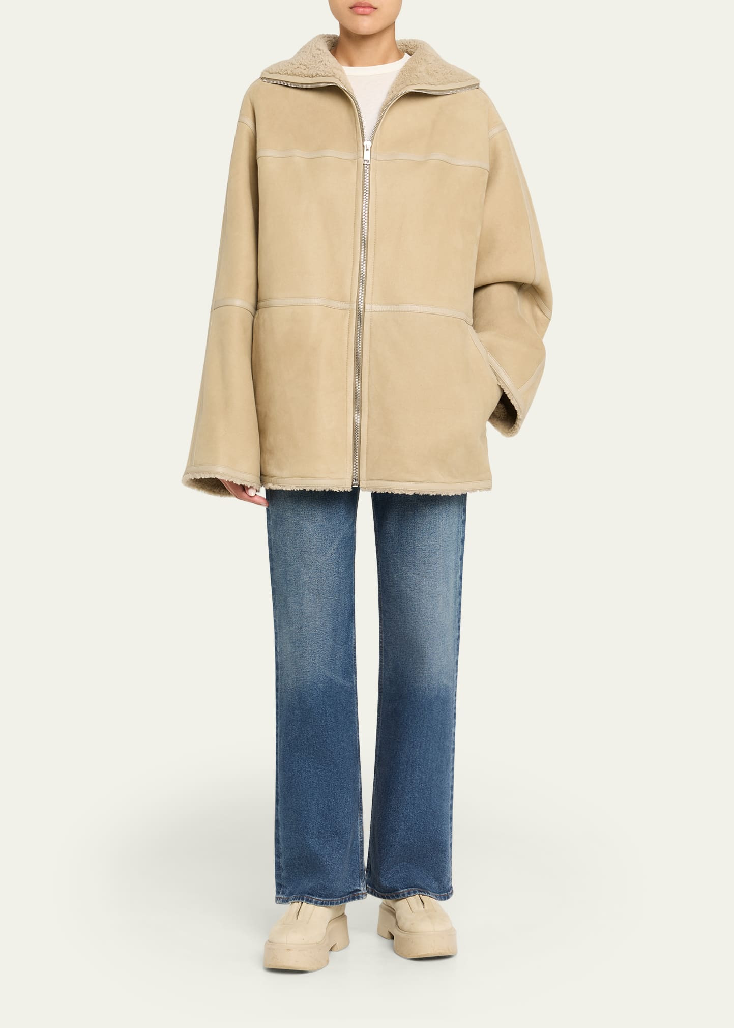 Short Suede Merino Lambskin Coat - 2