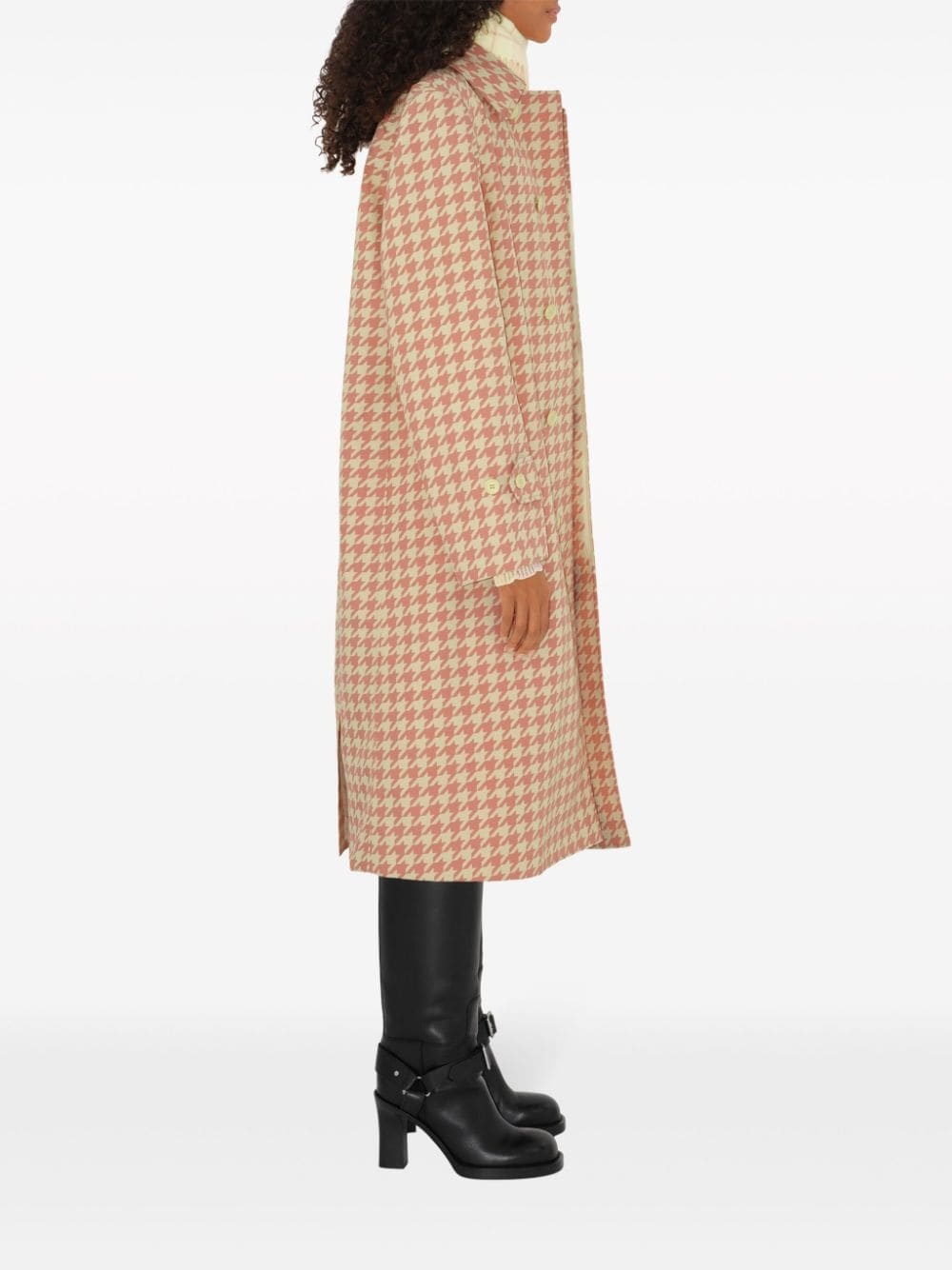 check-pattern long coat - 3