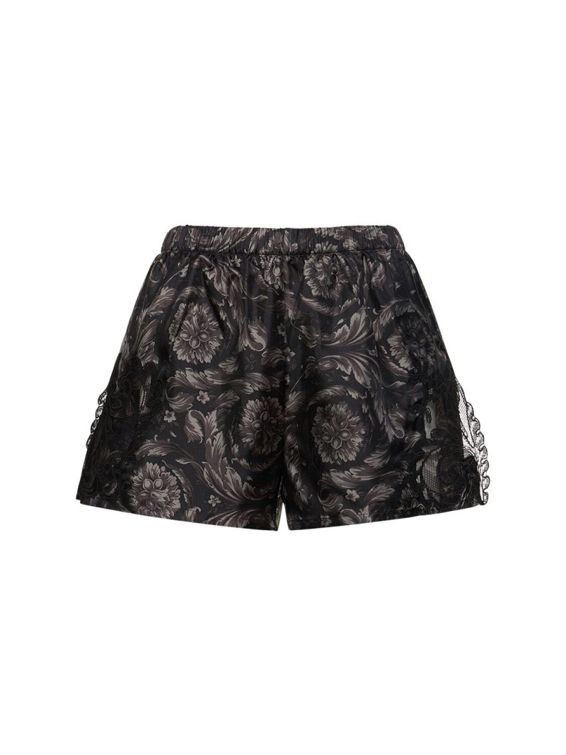 Barocco print silk twill pajama shorts - 1