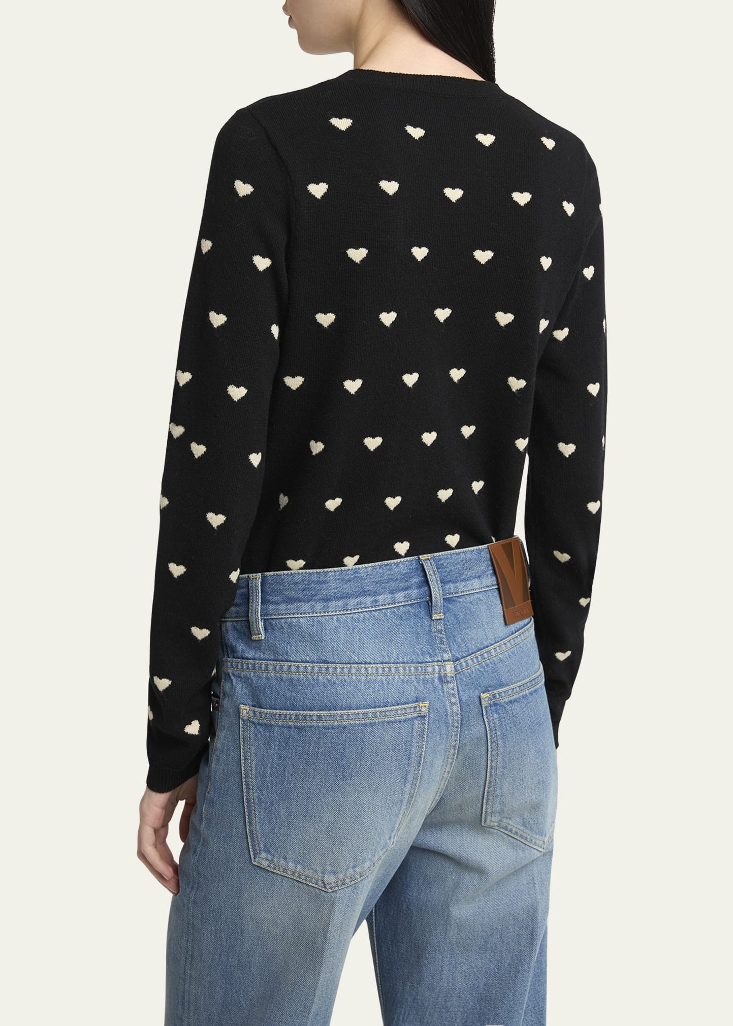 Jacquard Hearts Wool-Cashmere Cardigan - 3