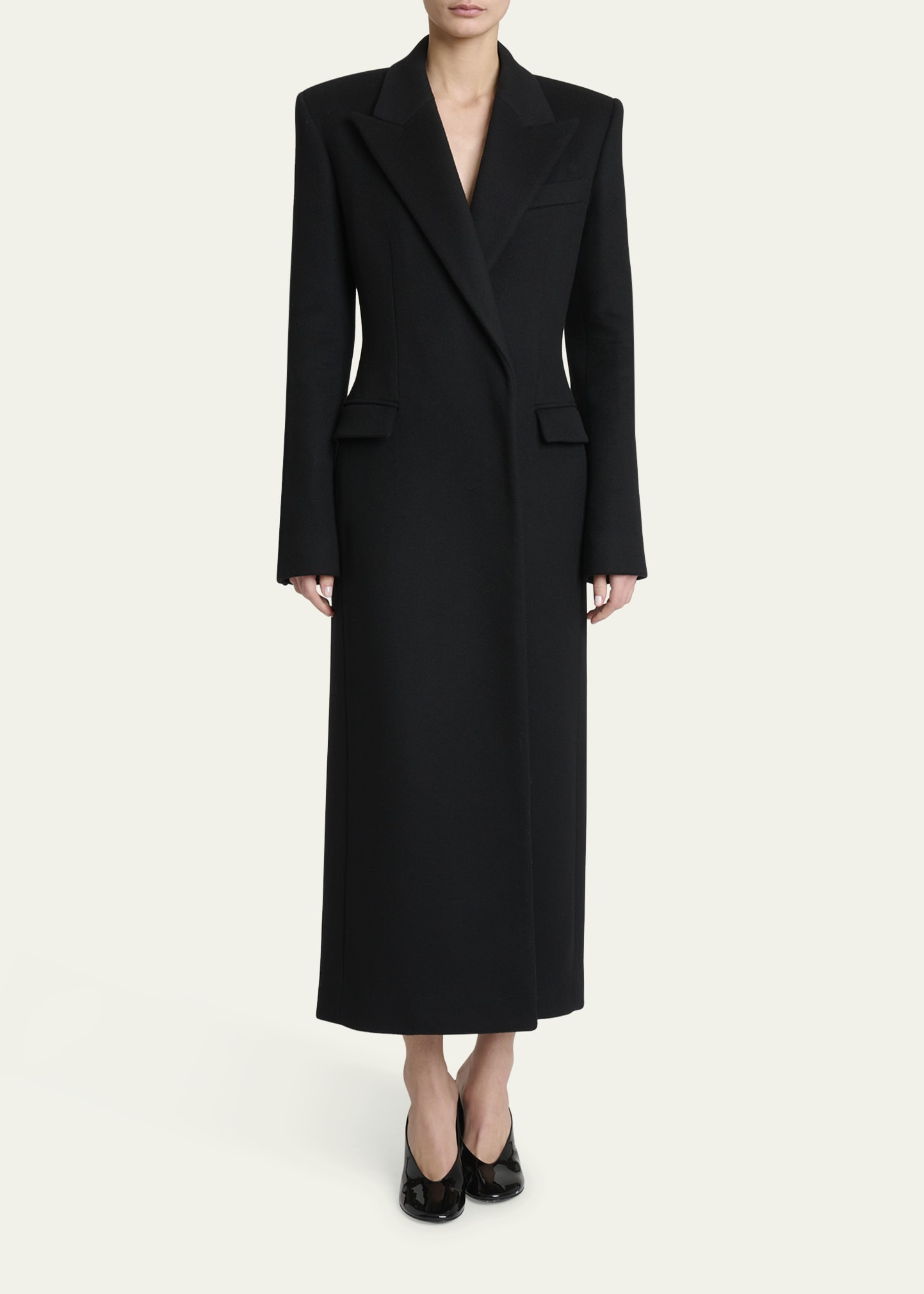 Wool Double-Breasted Cinched Coat - 2