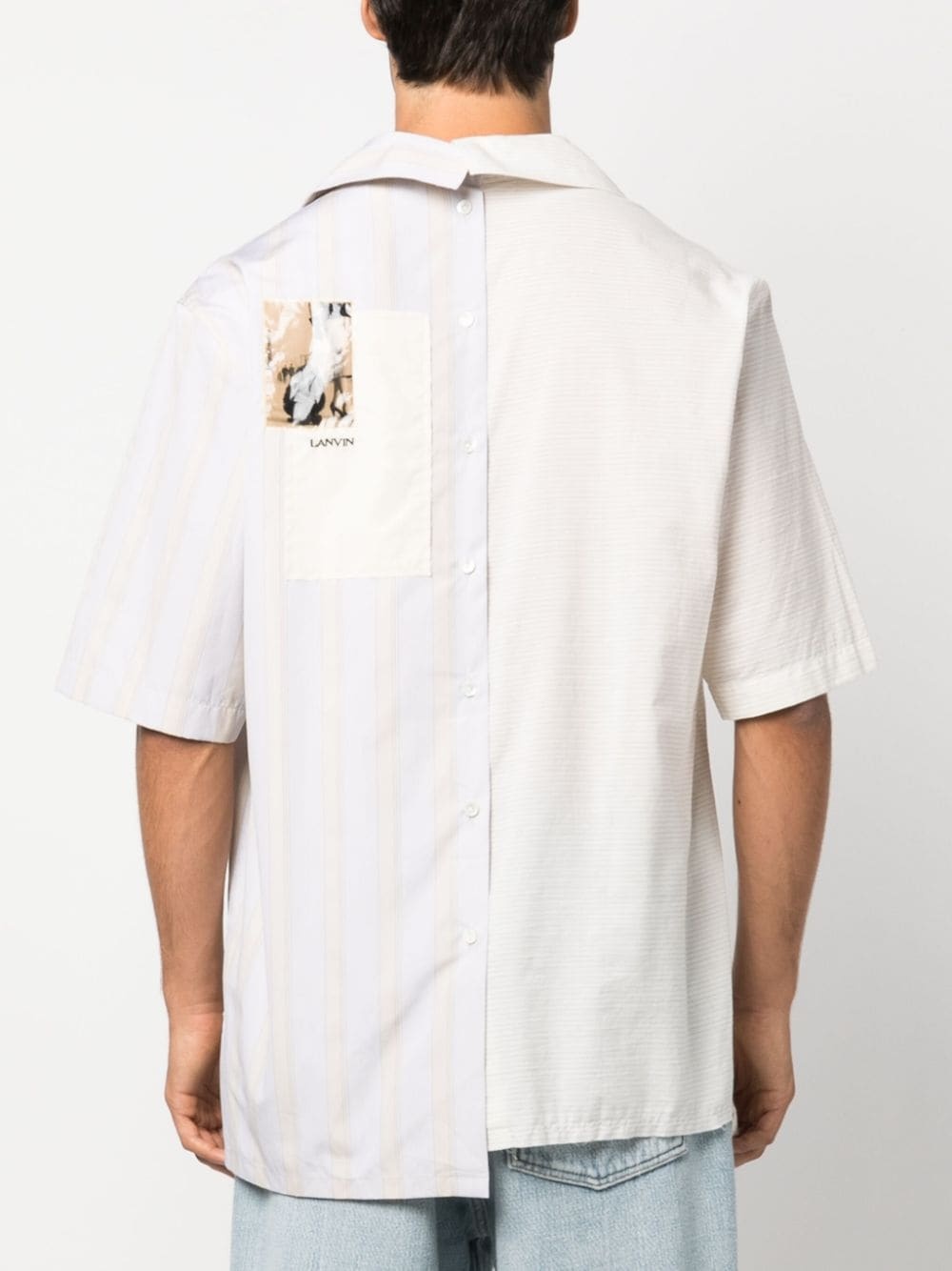 asymmetric patchwork cotton shirt - 4